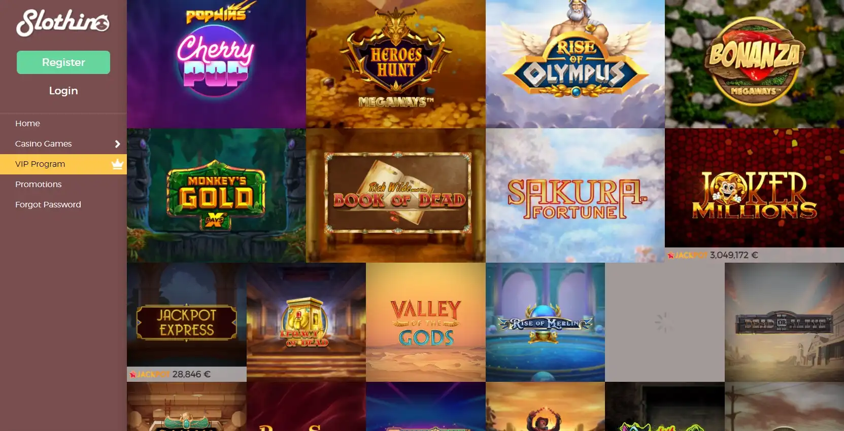 Slothino Casino Games