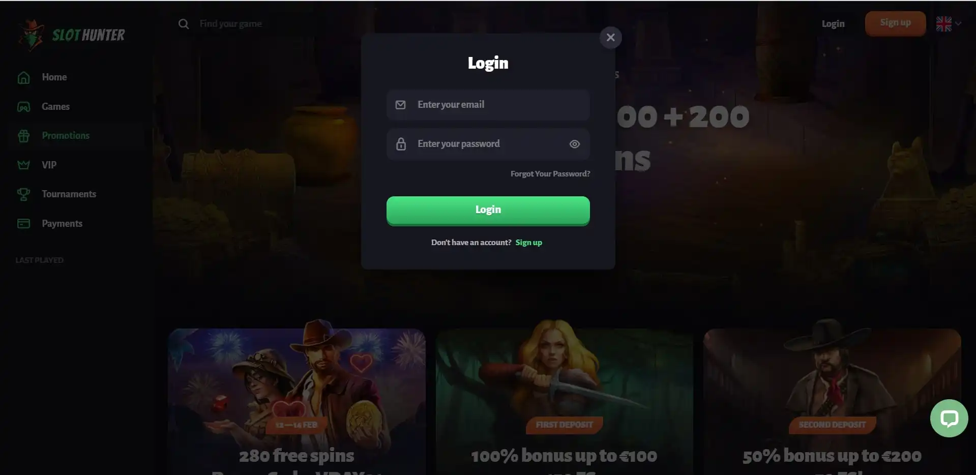 SlotHunter Casino Login