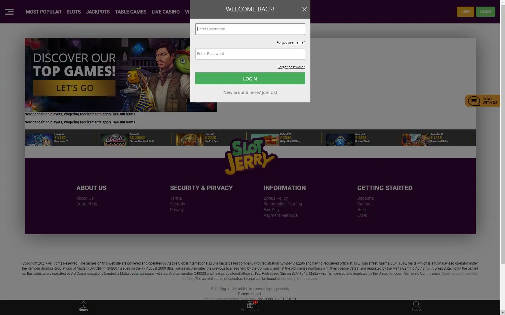 Slotjerry Casino Login