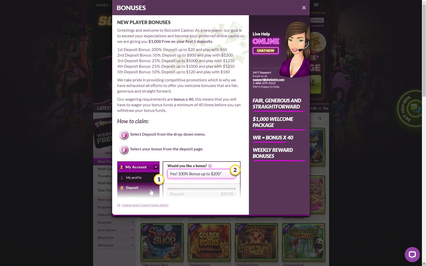 Slot Joint Casino Login and Get Best Bonuses