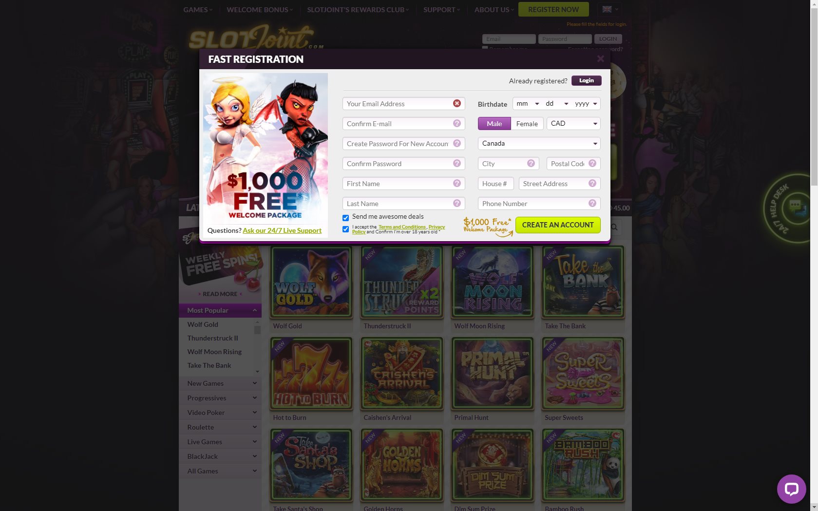 Slot Joint Casino Login and Get Best Bonuses