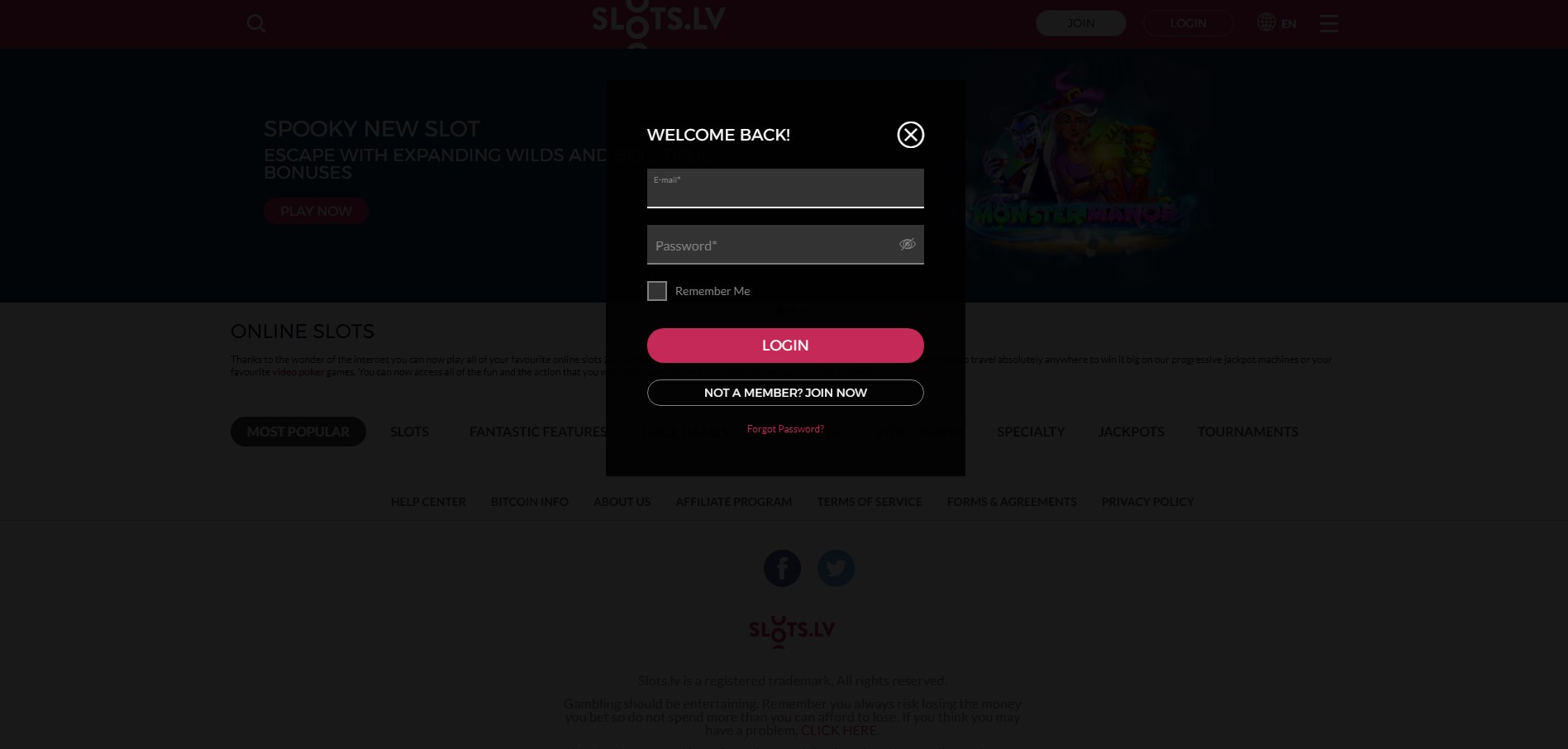 Slots.lv Casino Login