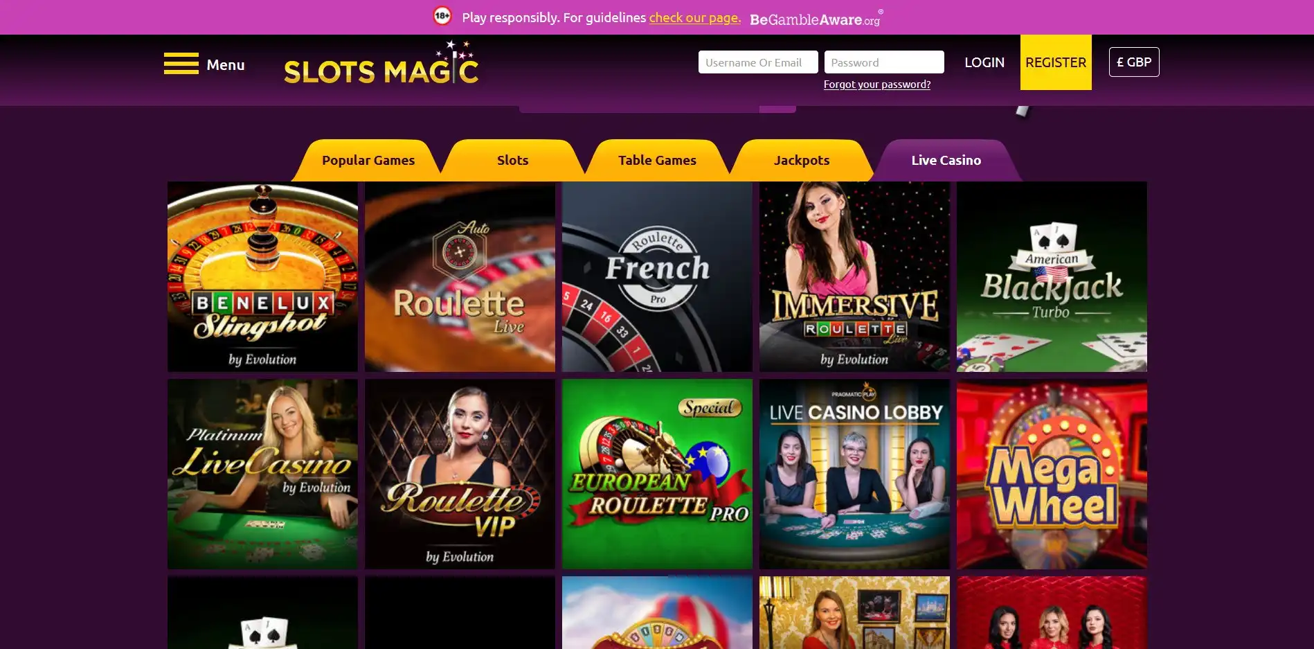 Slots Magic Casino Live Dealer Games