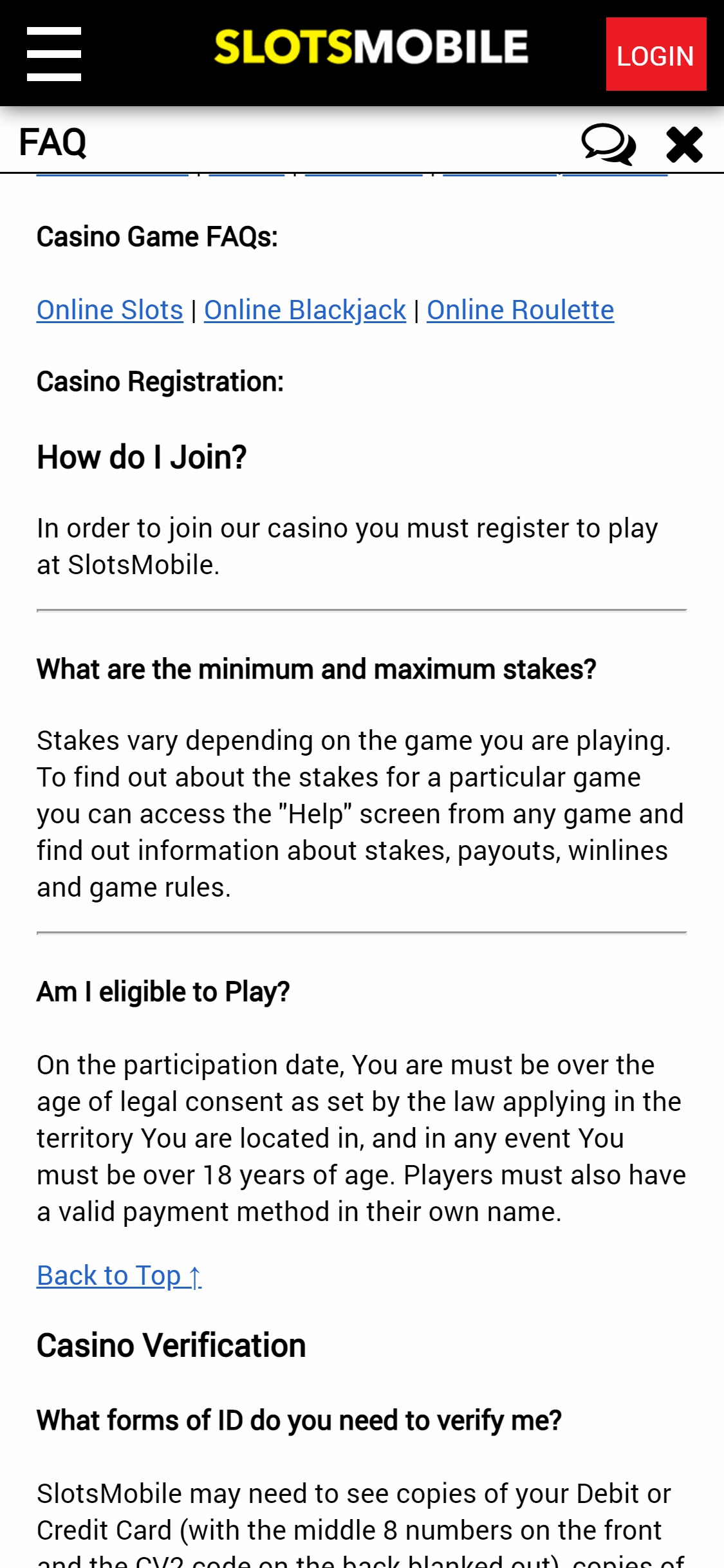 Slots Mobile Casino Mobile Support Review