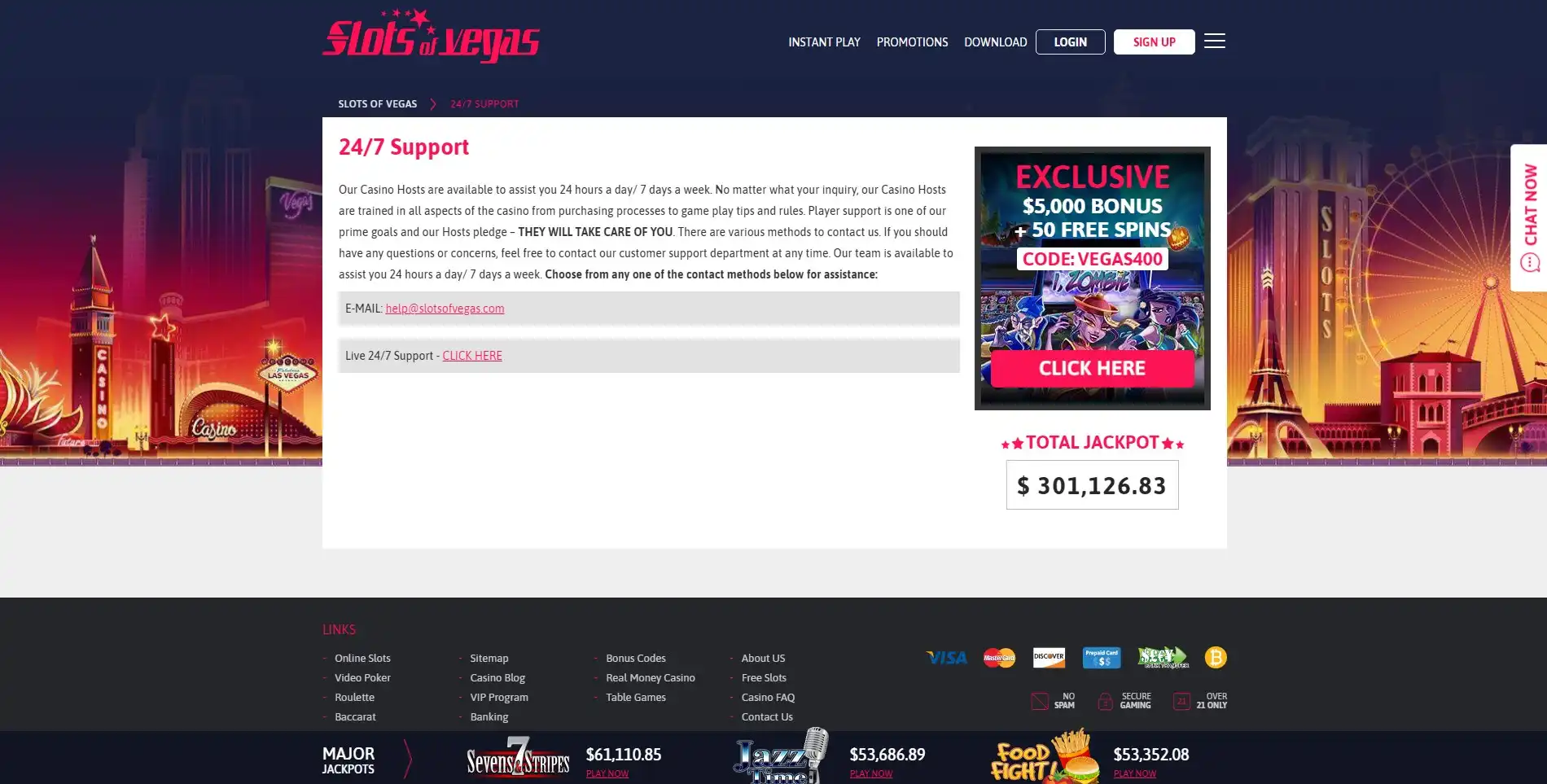 Slots of Vegas Casino Support