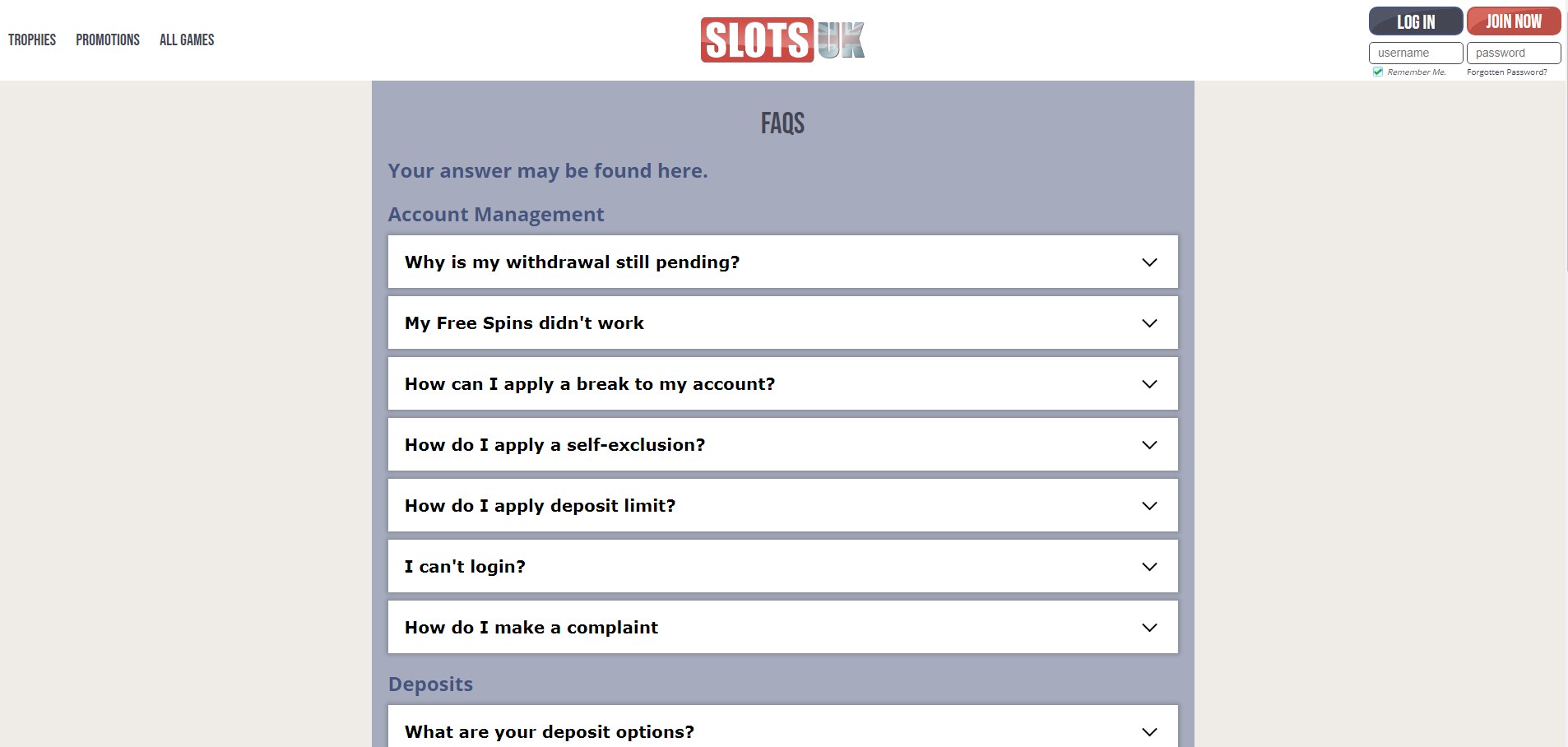 Slots UK Casino Support