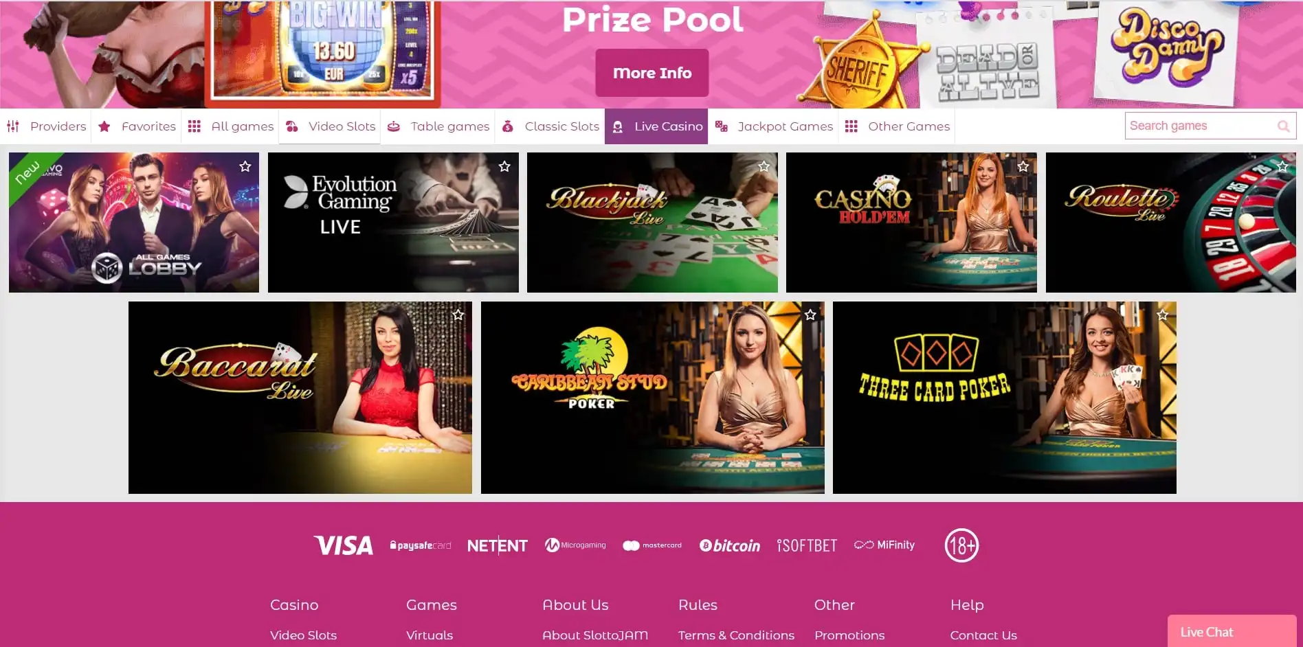 SlottoJAM Casino Live Dealer Games