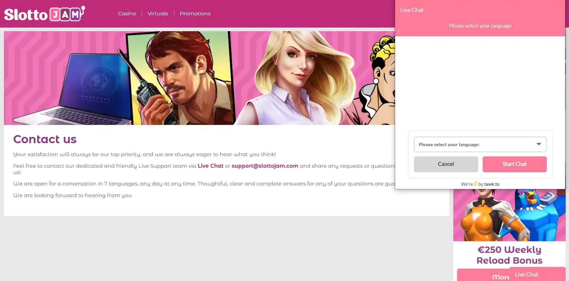 SlottoJAM Casino Support