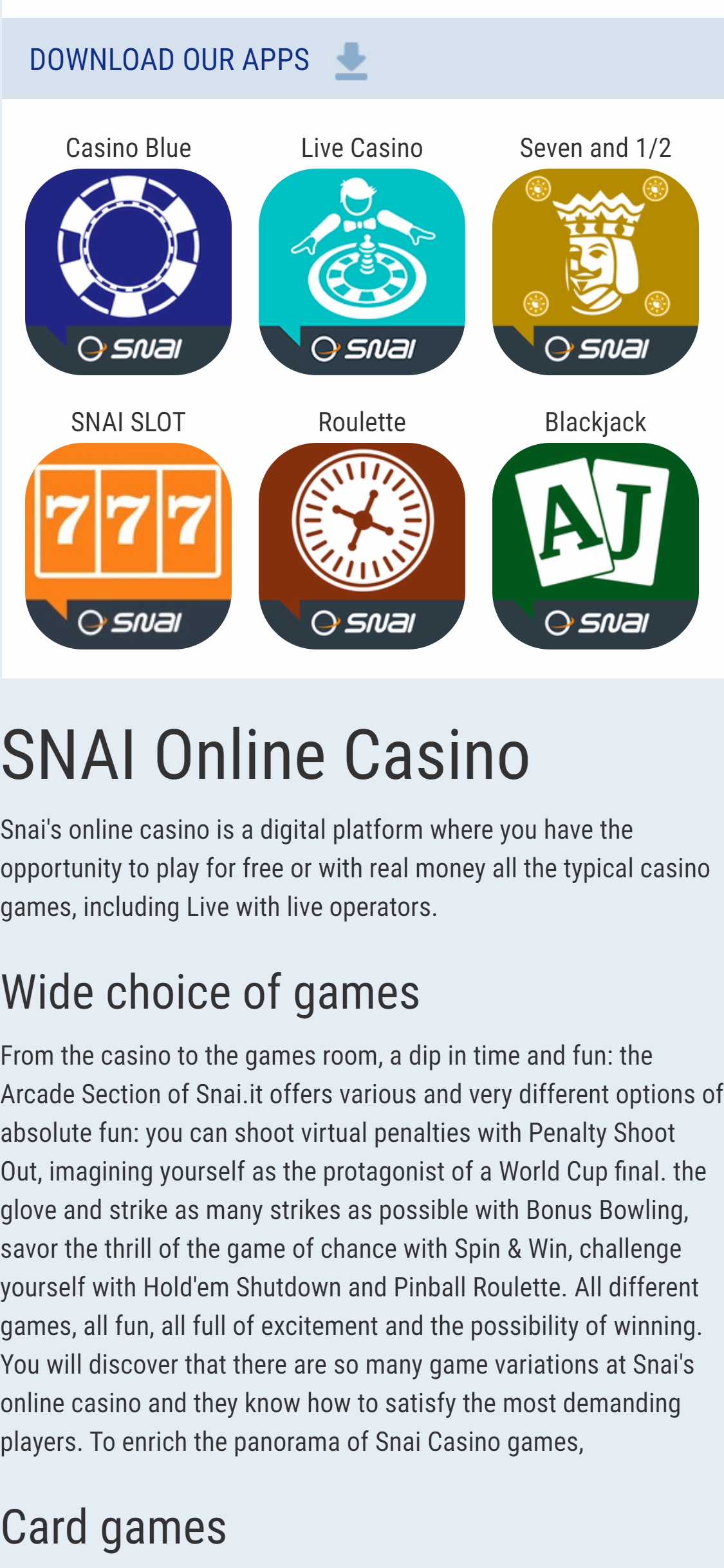 Snai Casino Mobile App Review