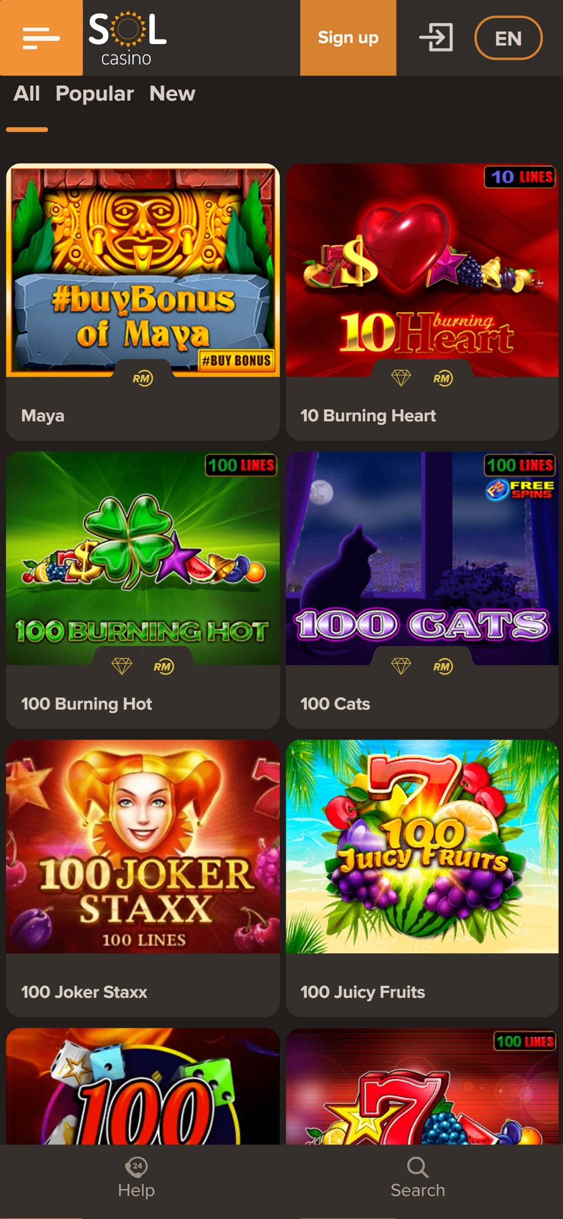 SOL Casino Mobile Games Review