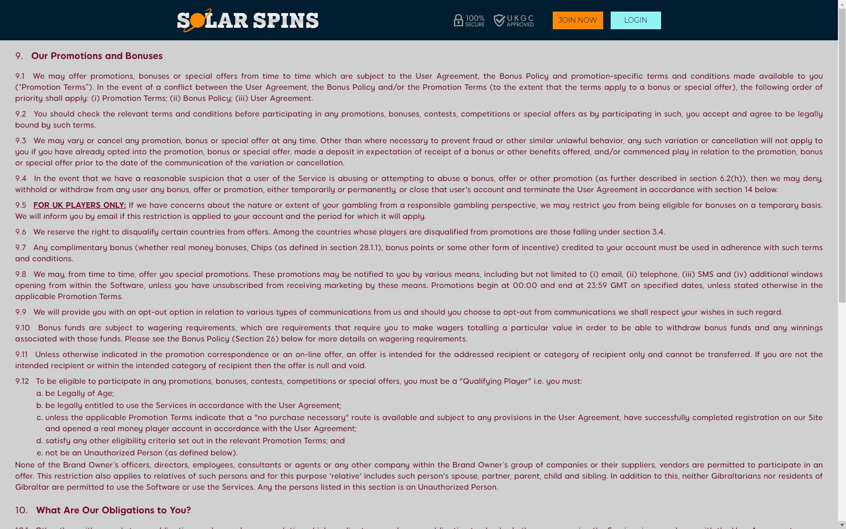Solar Spins Casino No Deposit Bonus