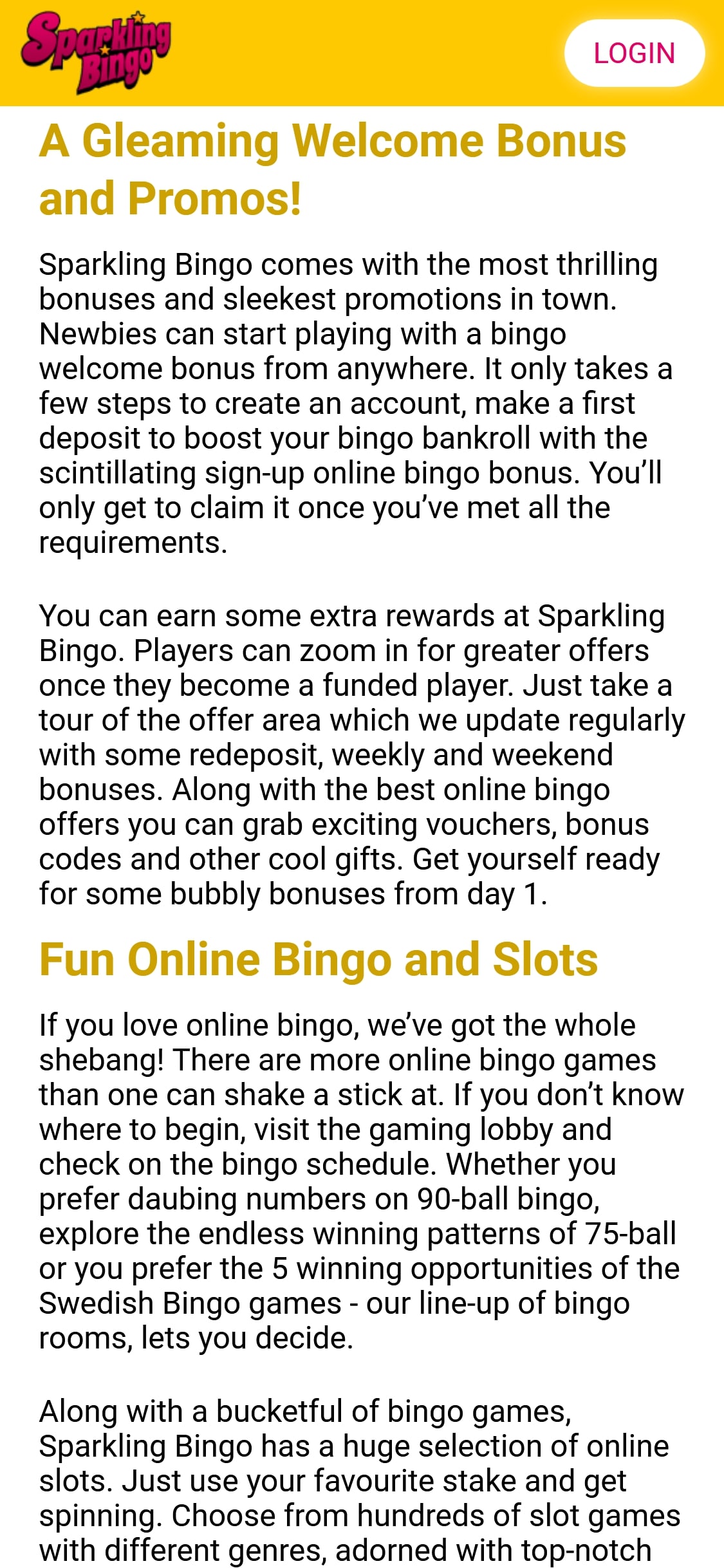 Sparkling Bingo Casino Mobile No Deposit Bonus Review