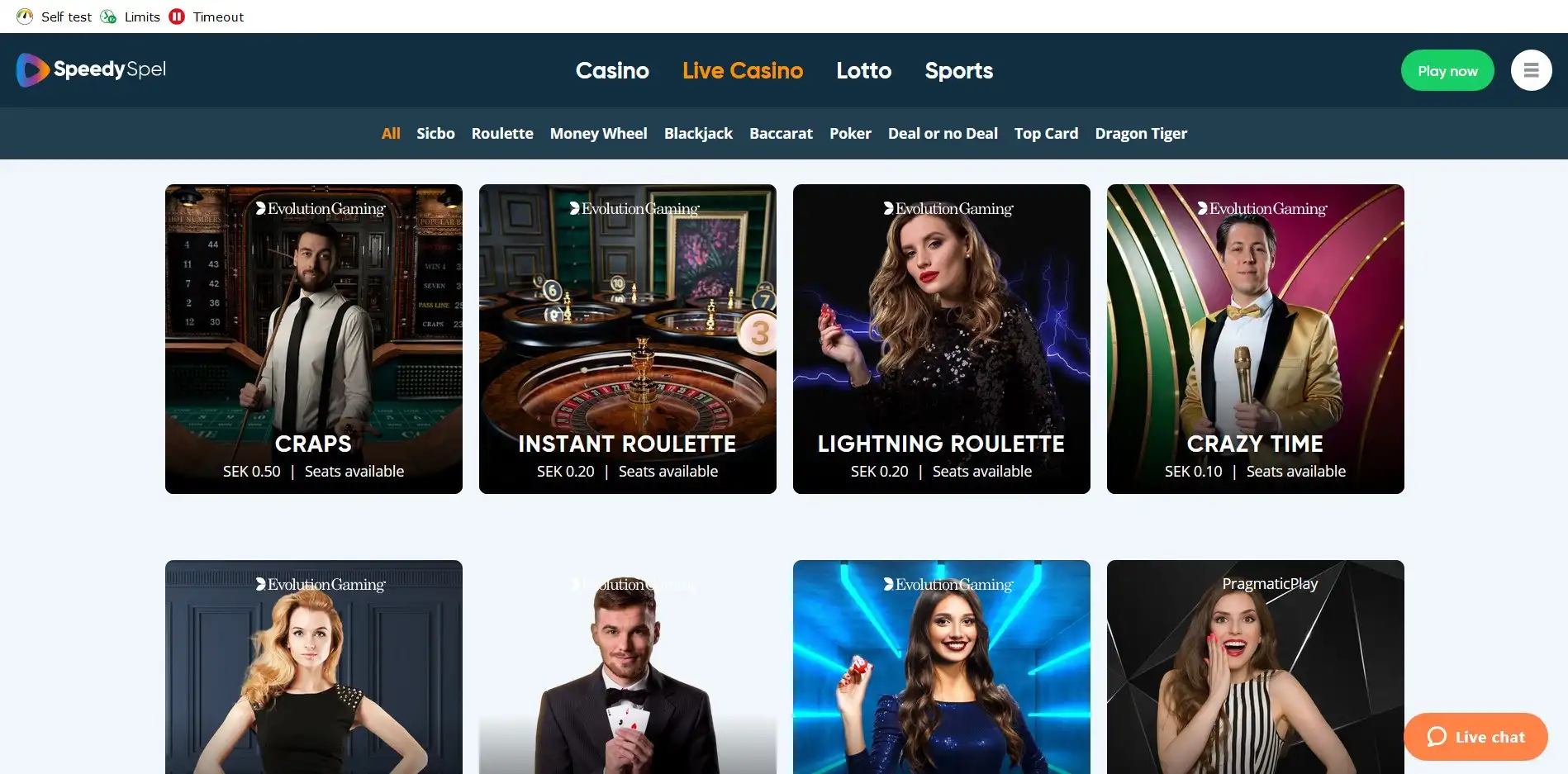 Speedy Casino Live Dealer Games