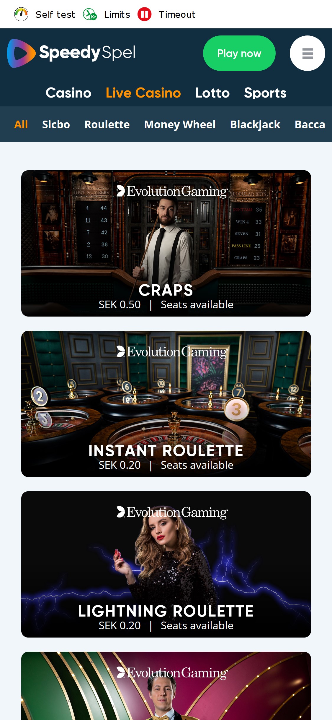 Speedy Casino Mobile Live Dealer Games Review