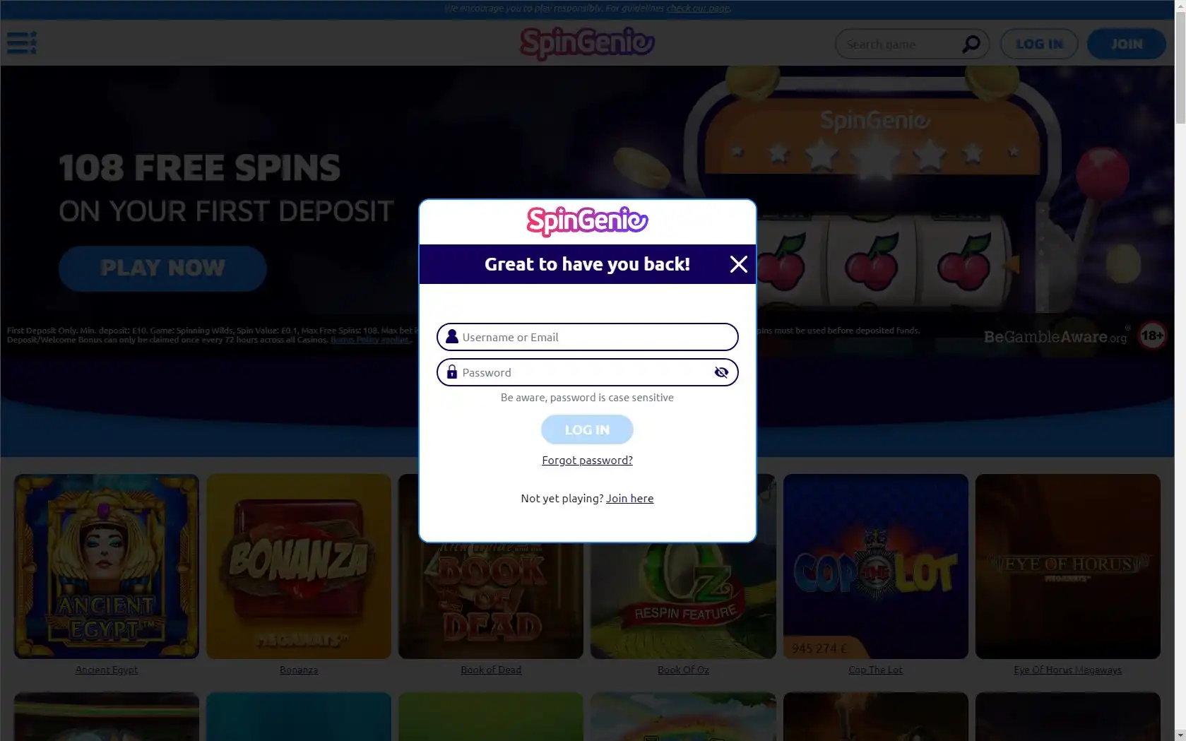 Spin Genie Casino Login