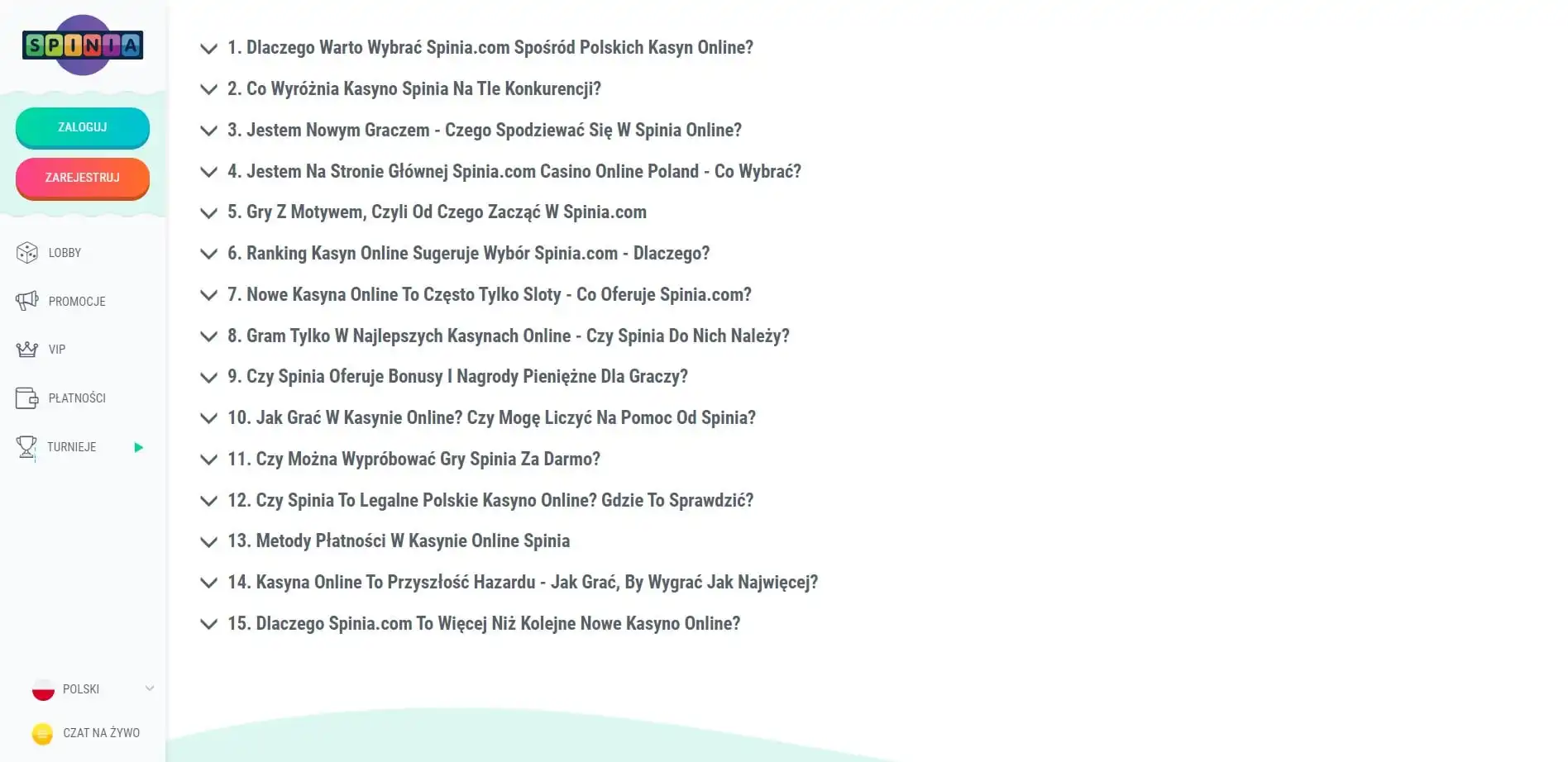 Spinia Casino Review