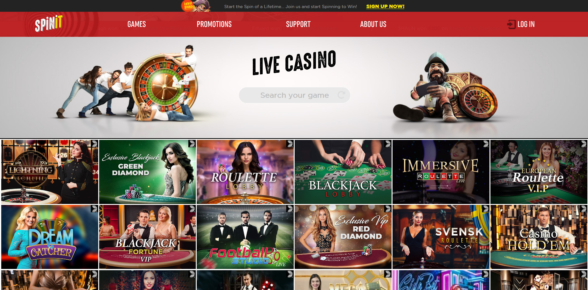 SpinIt Casino Live Dealer Games