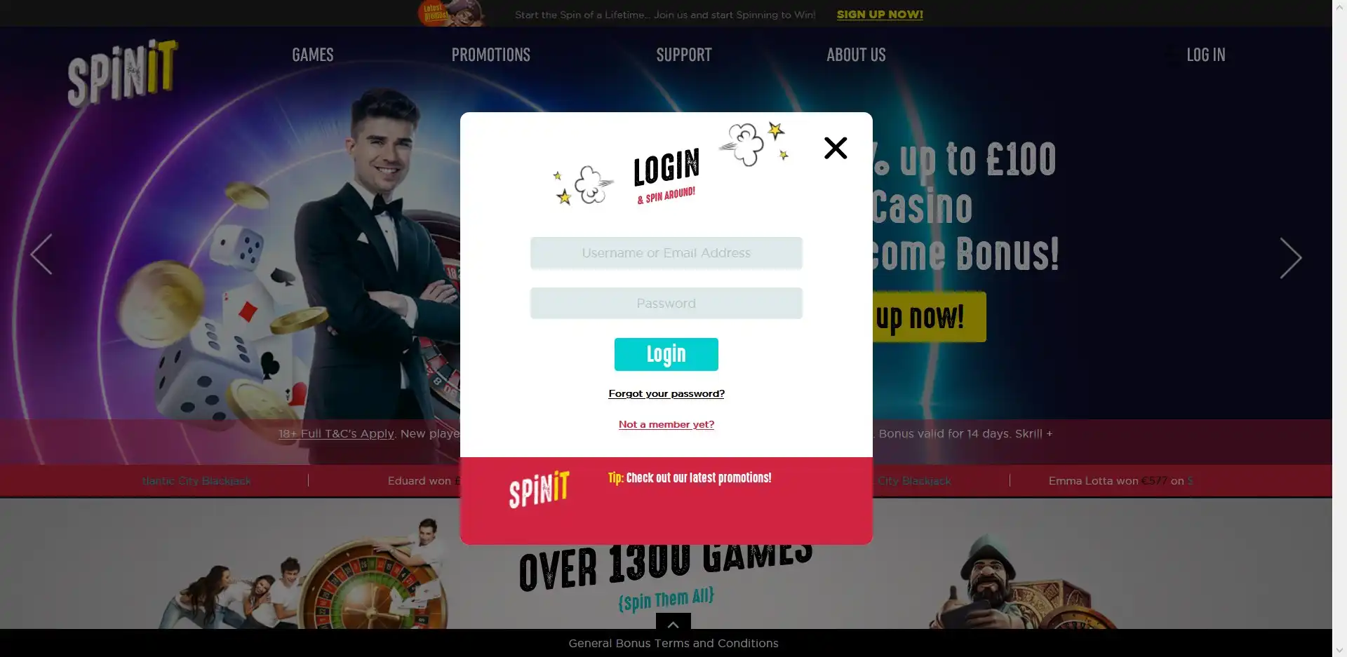 SpinIt Casino Login