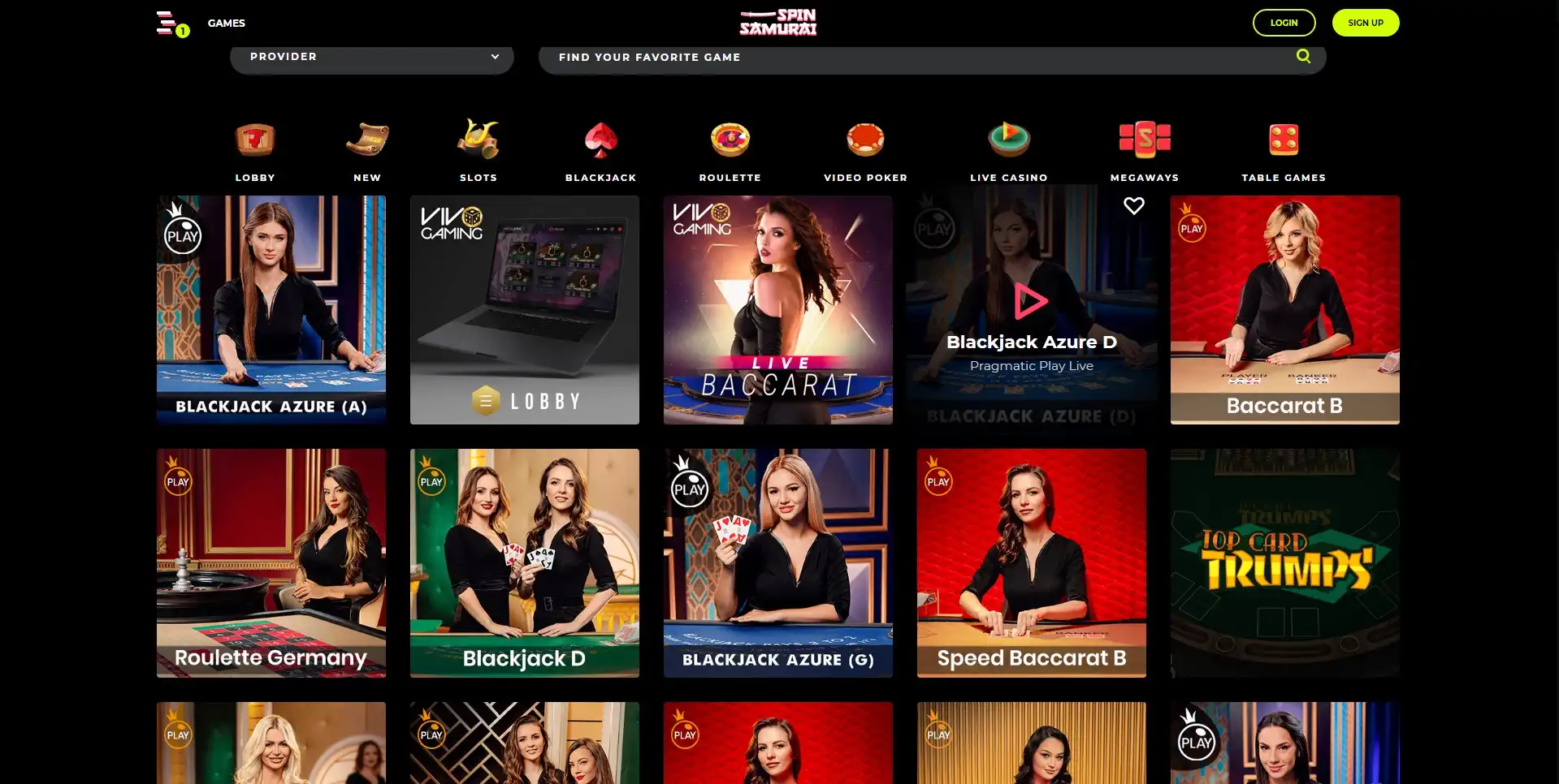 Spin Samurai Live Dealer Games