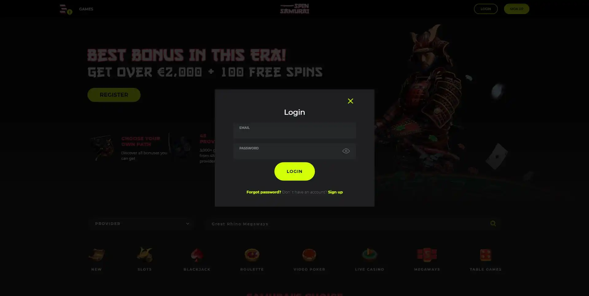Spin Samurai Login