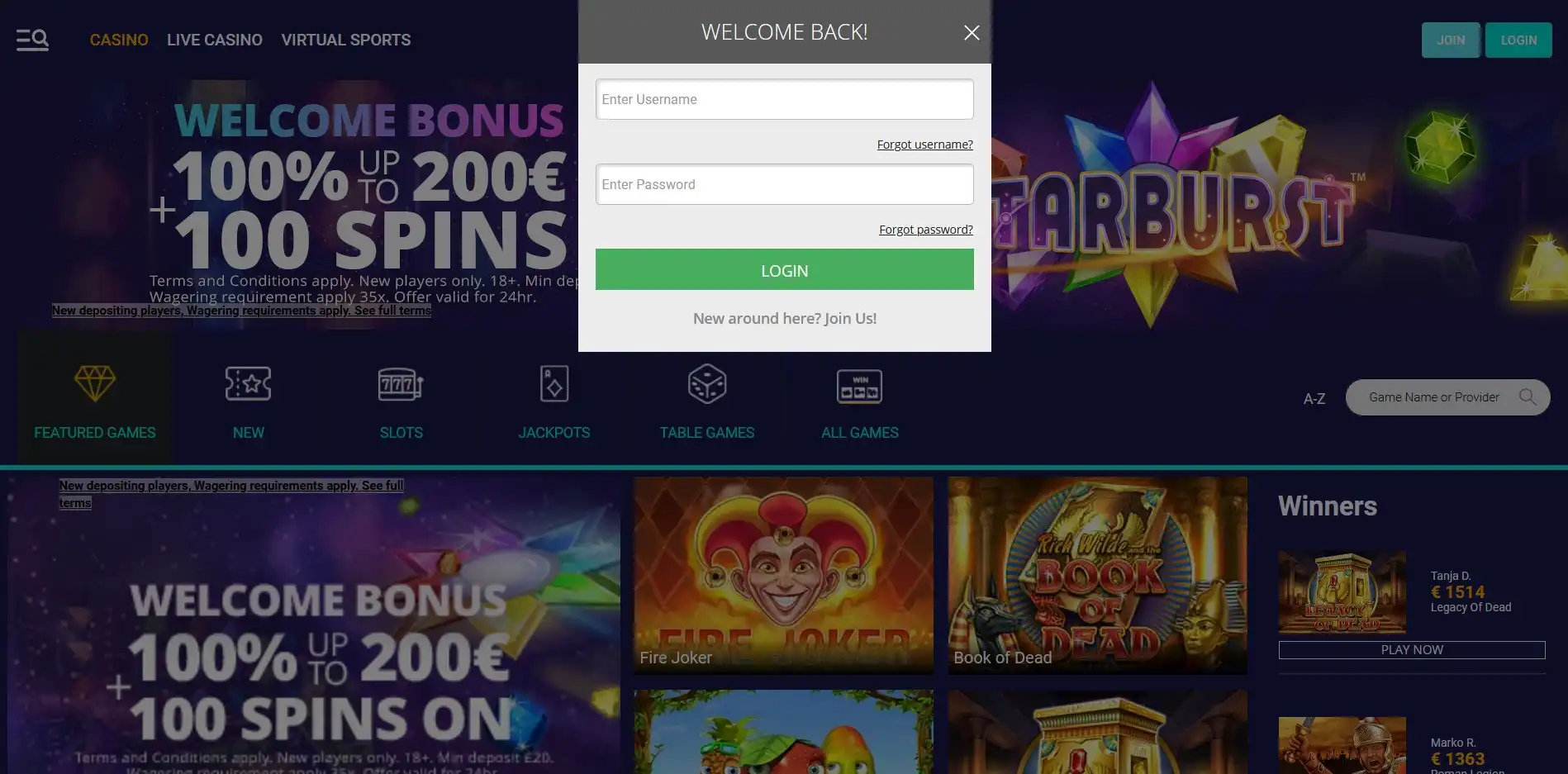 Spinson Casino Login