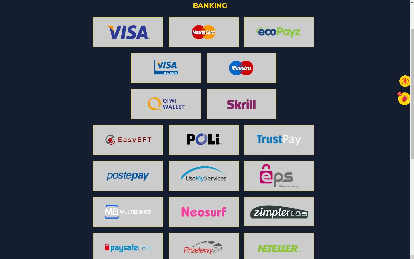 Spin-up Casino Payment Methods