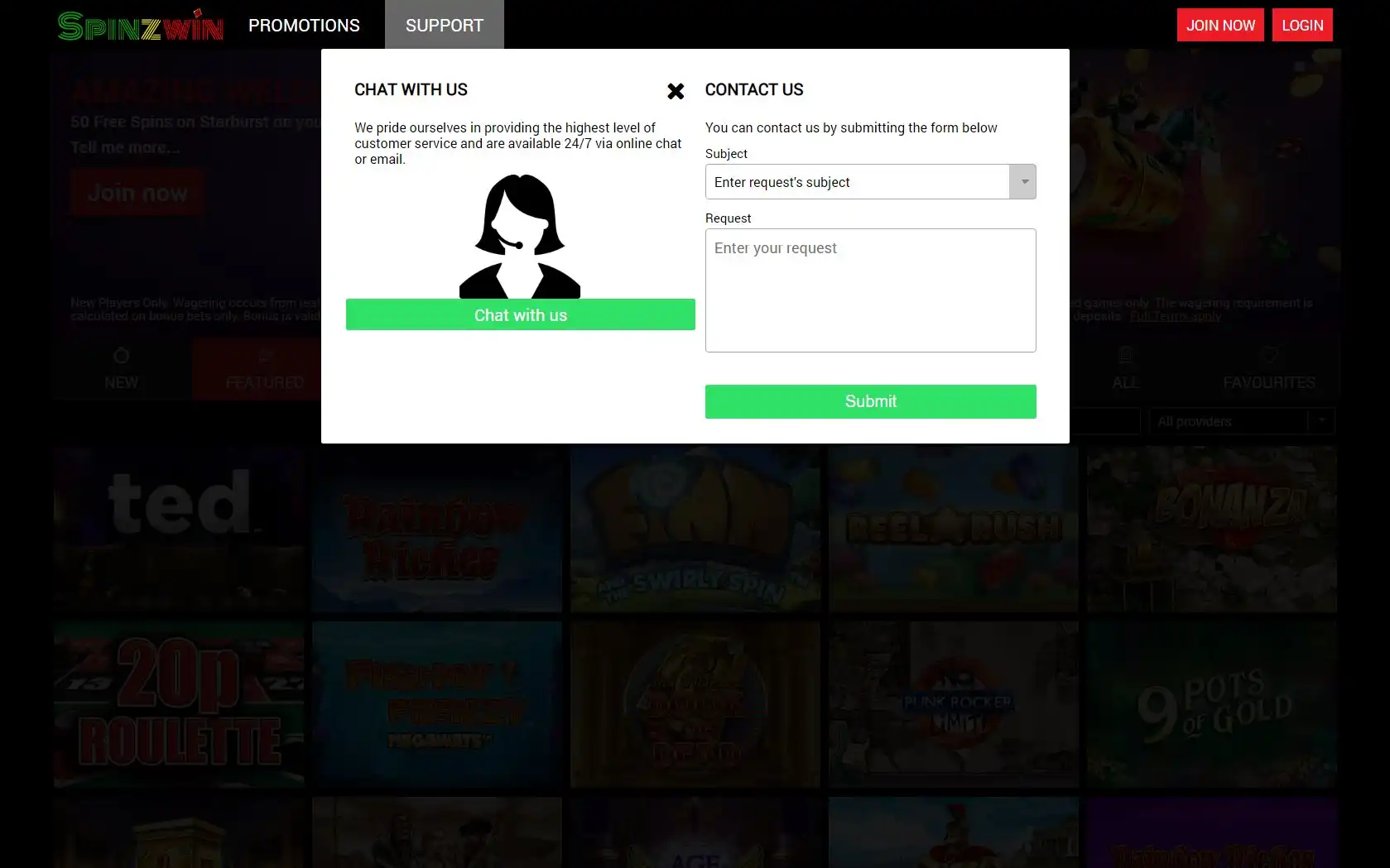 Spinzwin Casino Support
