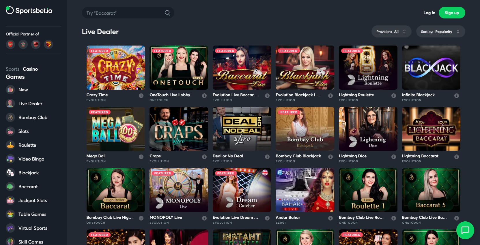 Sports Bet Casino Live Dealer Games