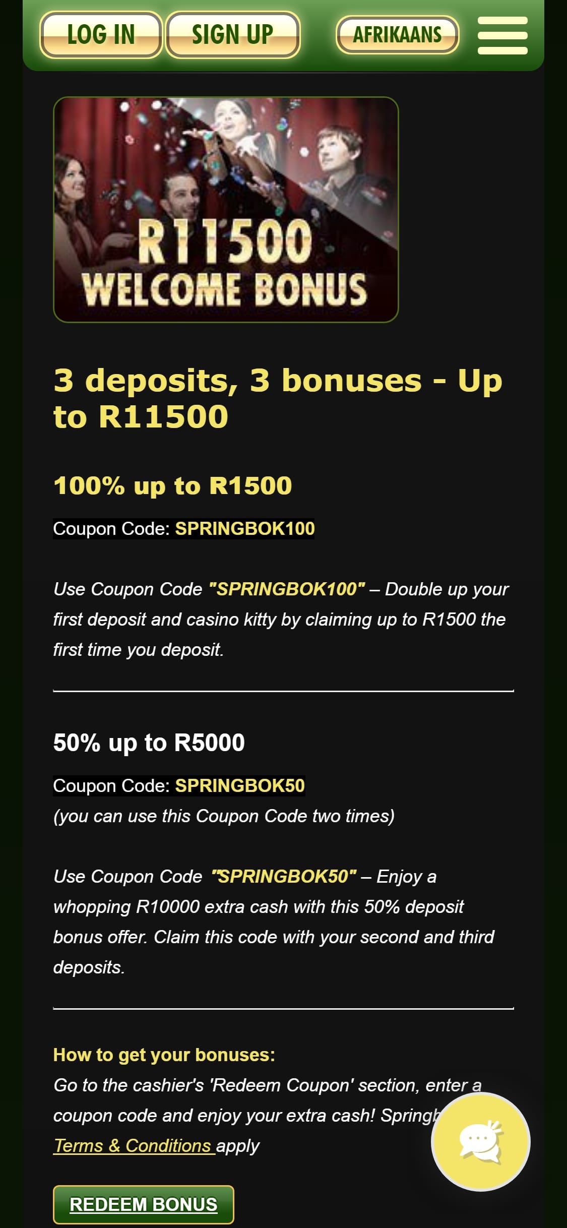 Springbok Casino Mobile No Deposit Bonus Review
