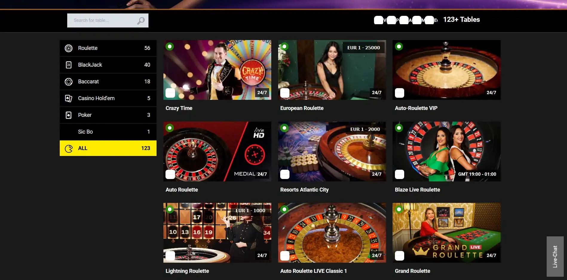 Stake 7 Casino Live Dealer Games