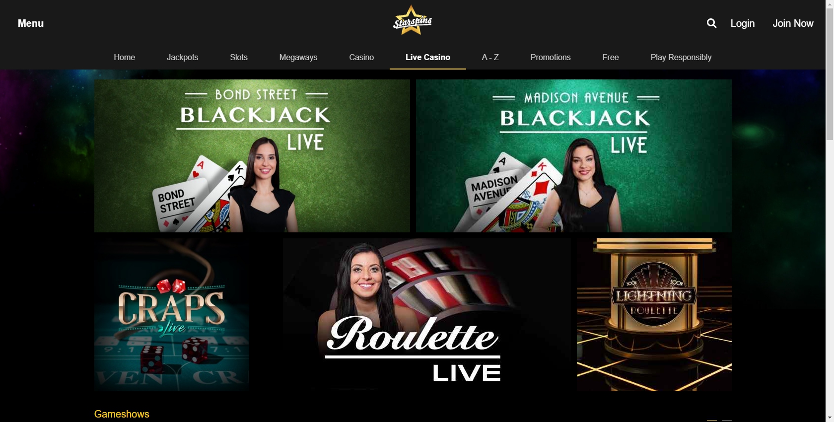 Starspins Casino Live Dealer Games