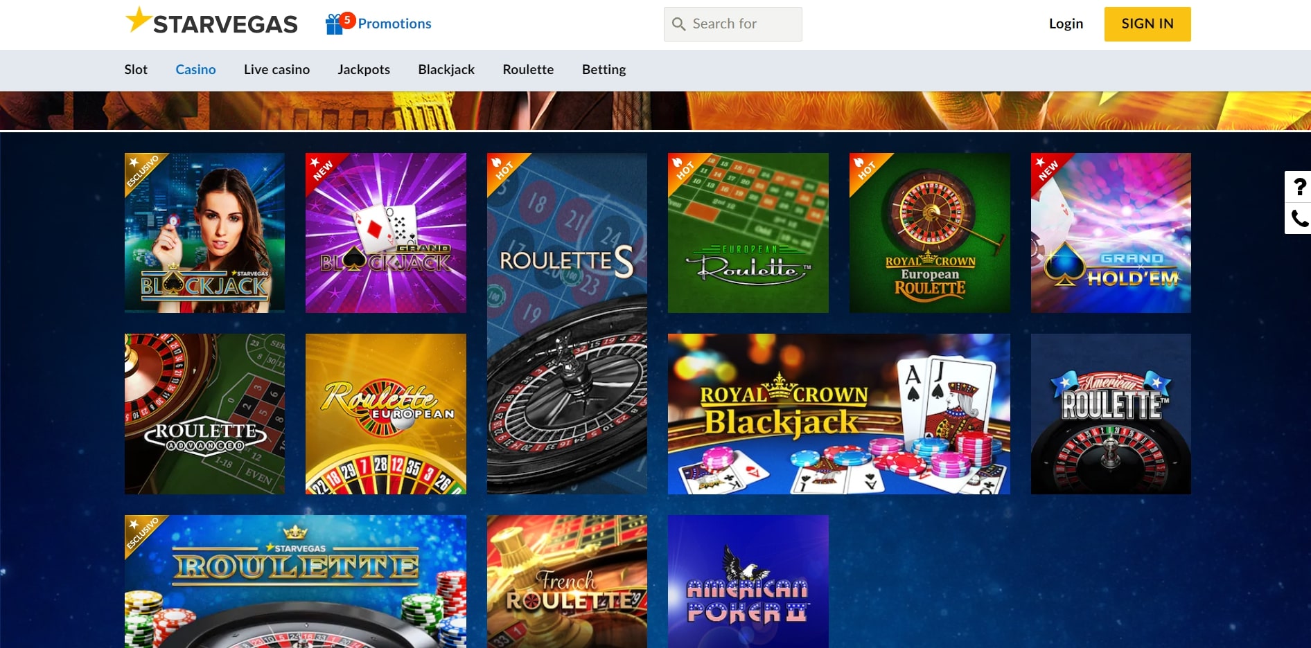 StarVegas Casino Games