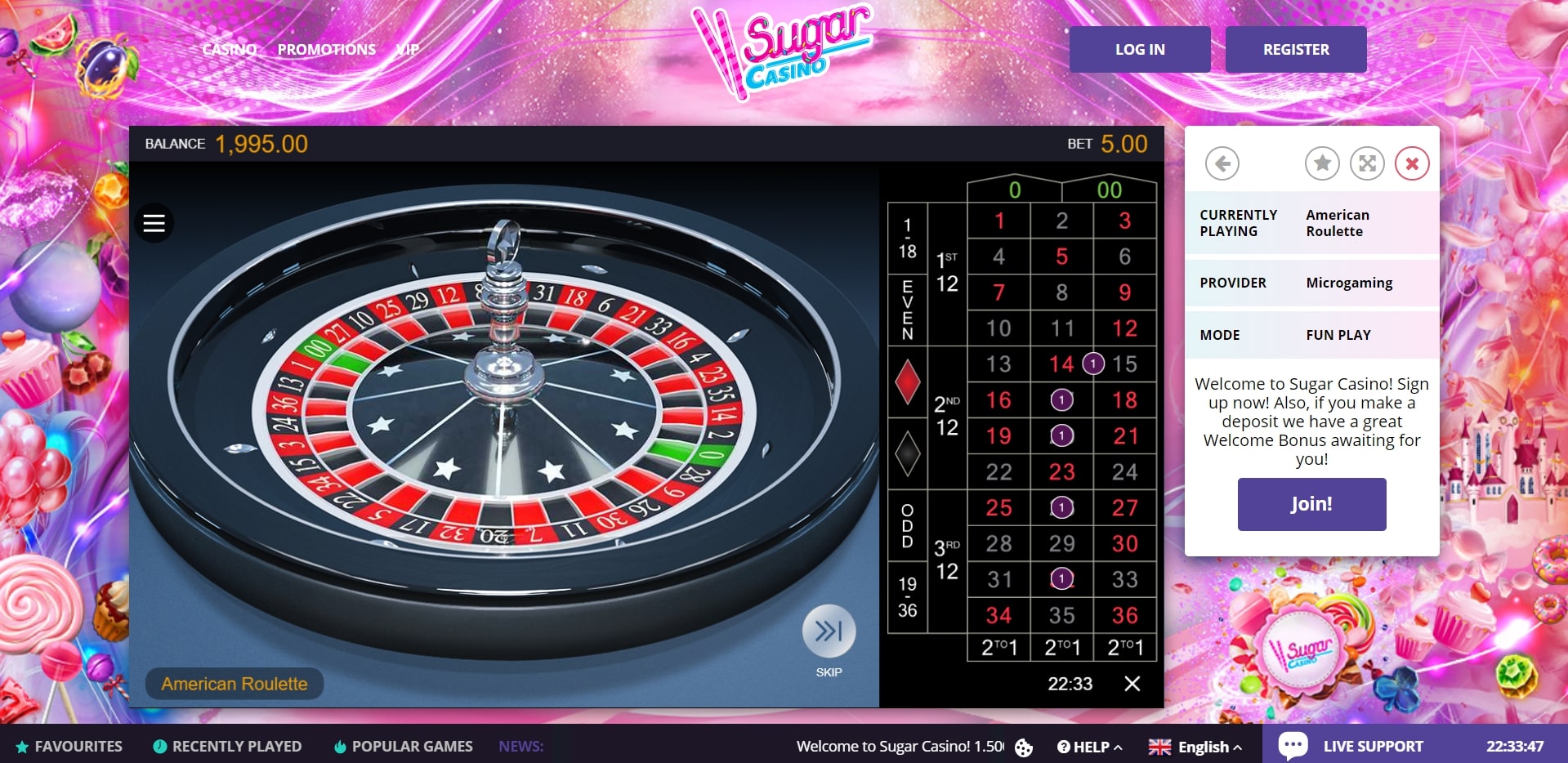 Sugar Casino Casino Games