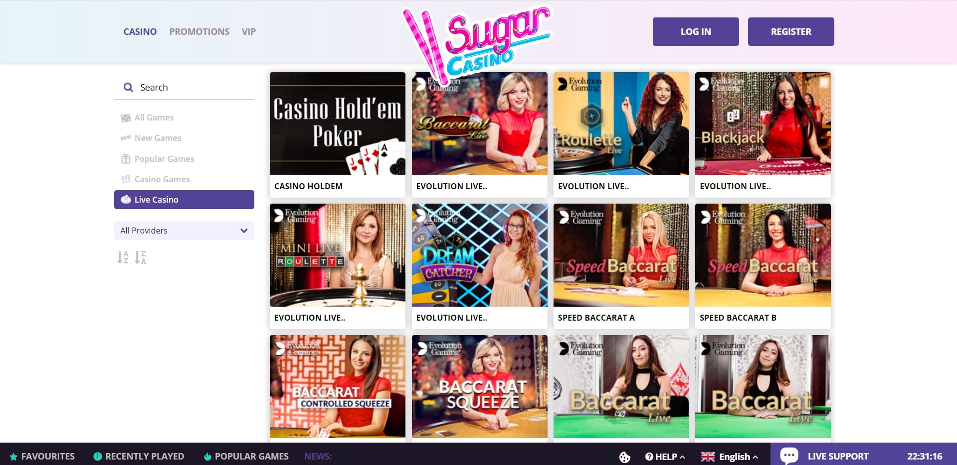 Sugar Casino Live Dealer Games