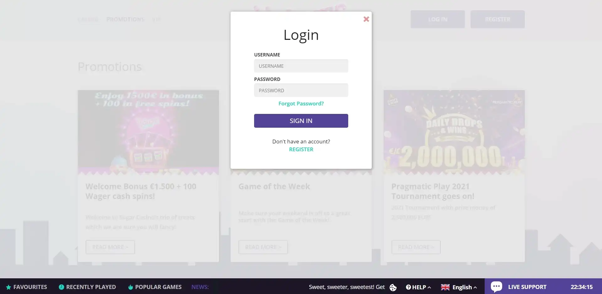 Sugar Casino Login