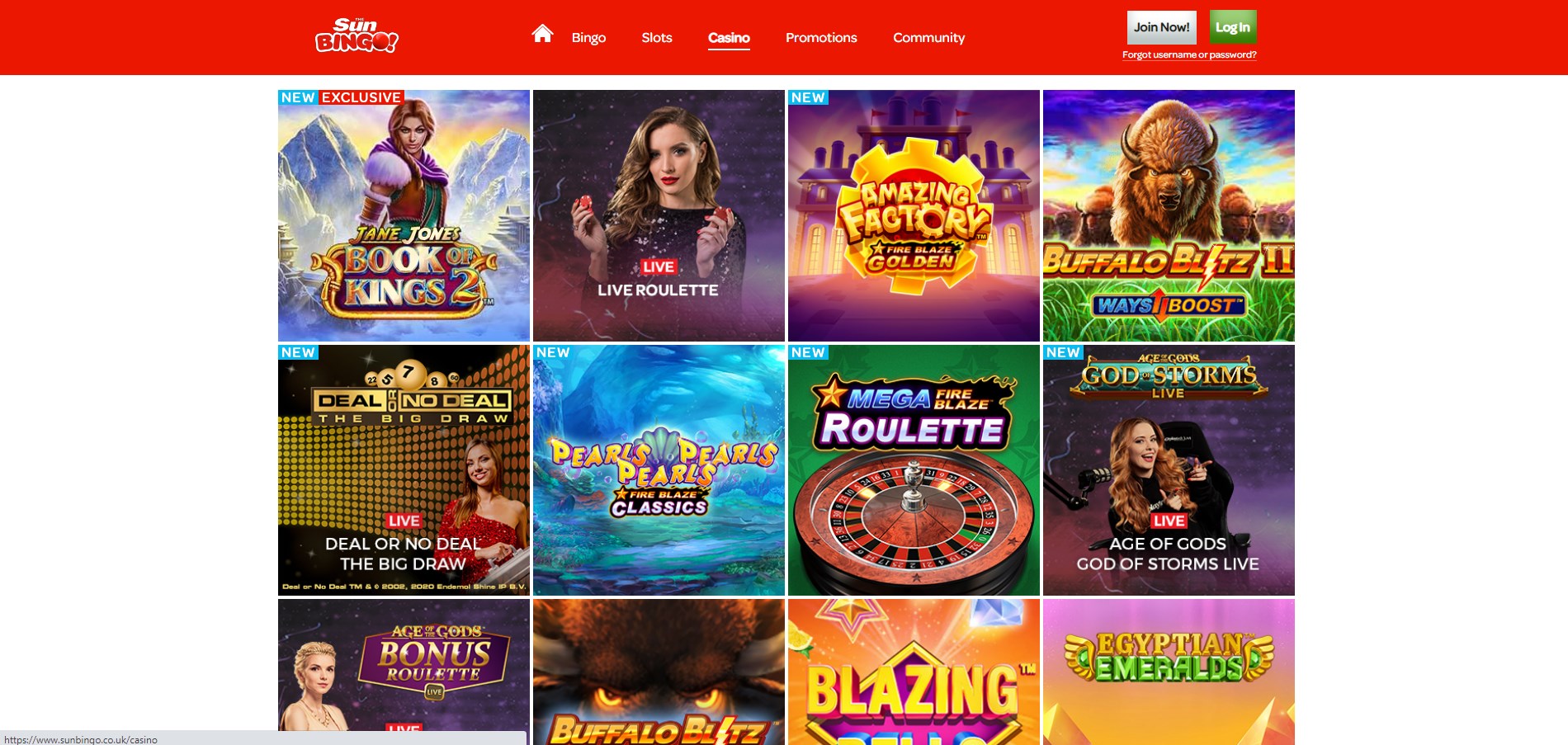 Sunbingo Casino Games