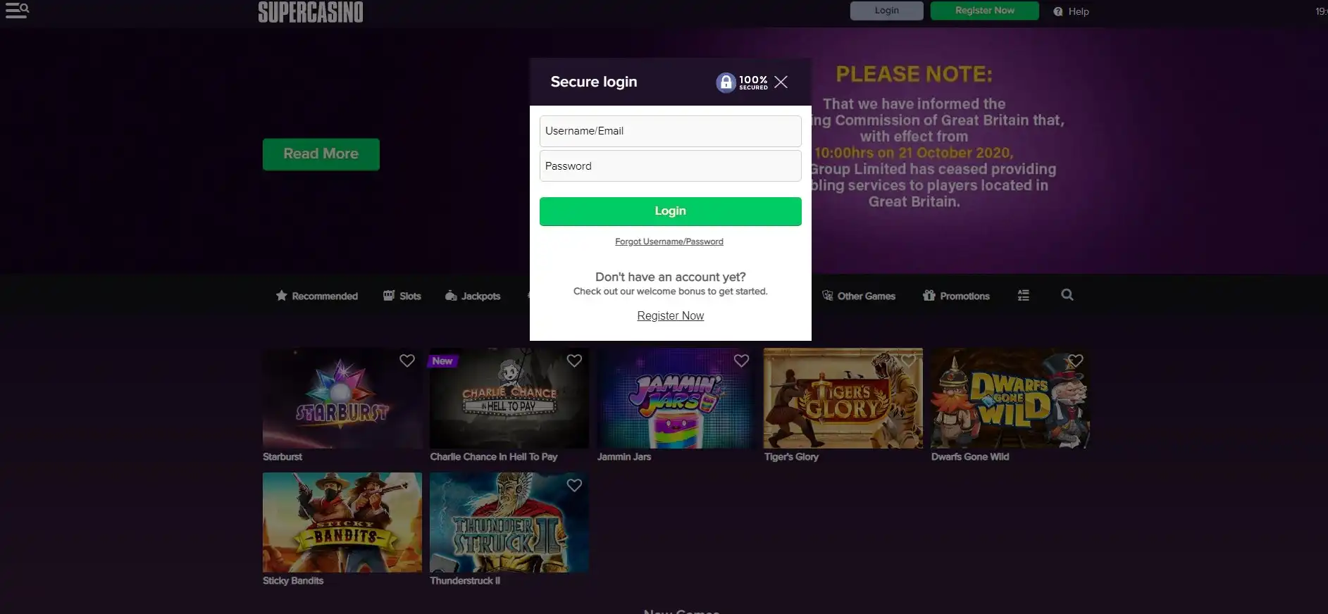 Super Casino Login