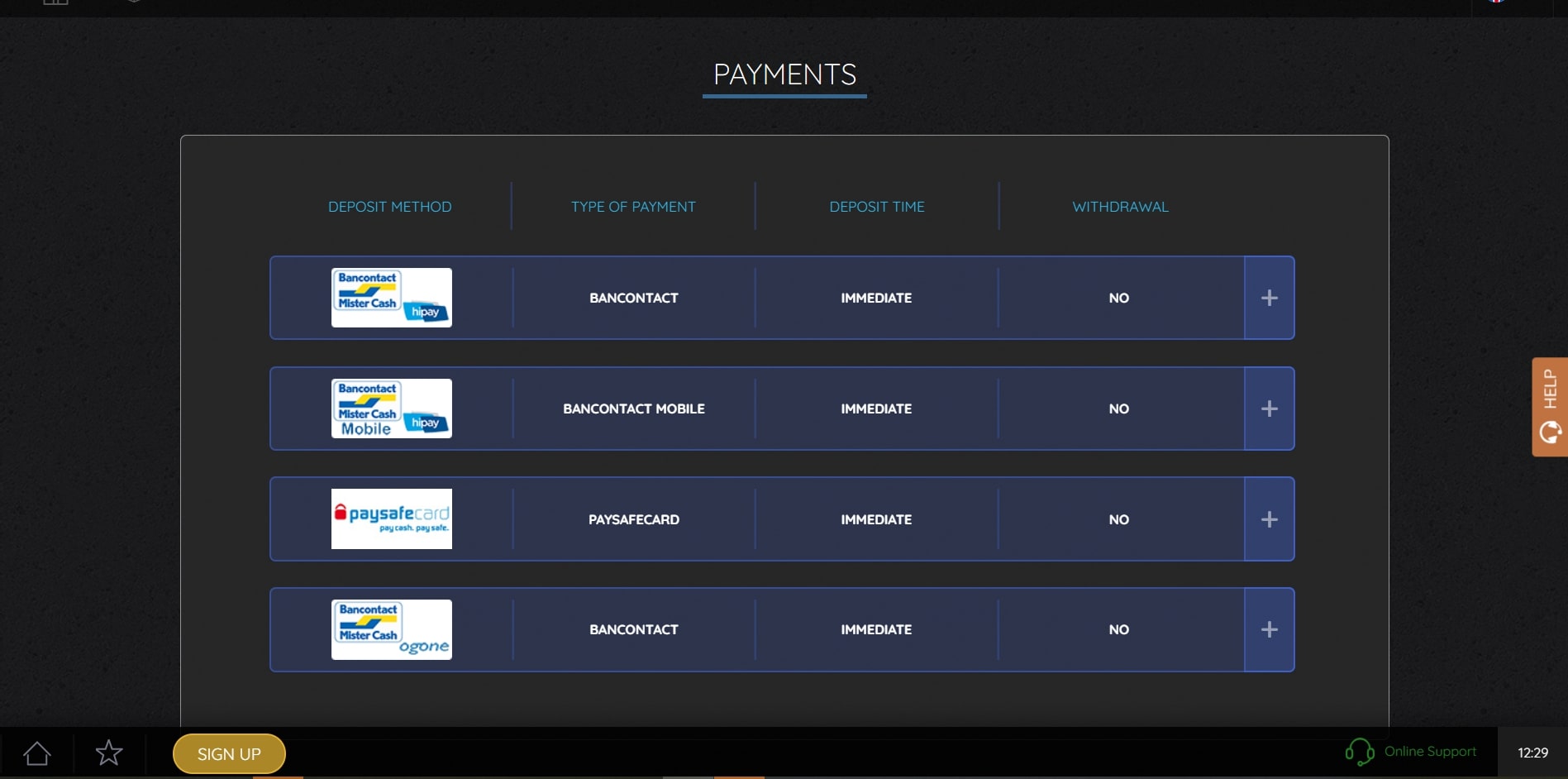Super Game Payment Methods