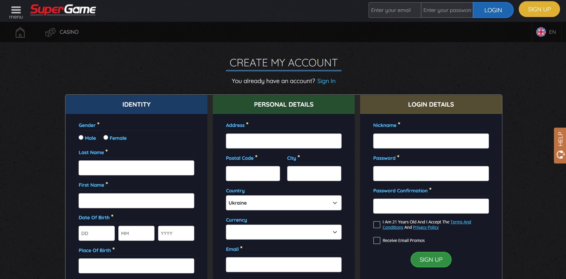 Super Game Login