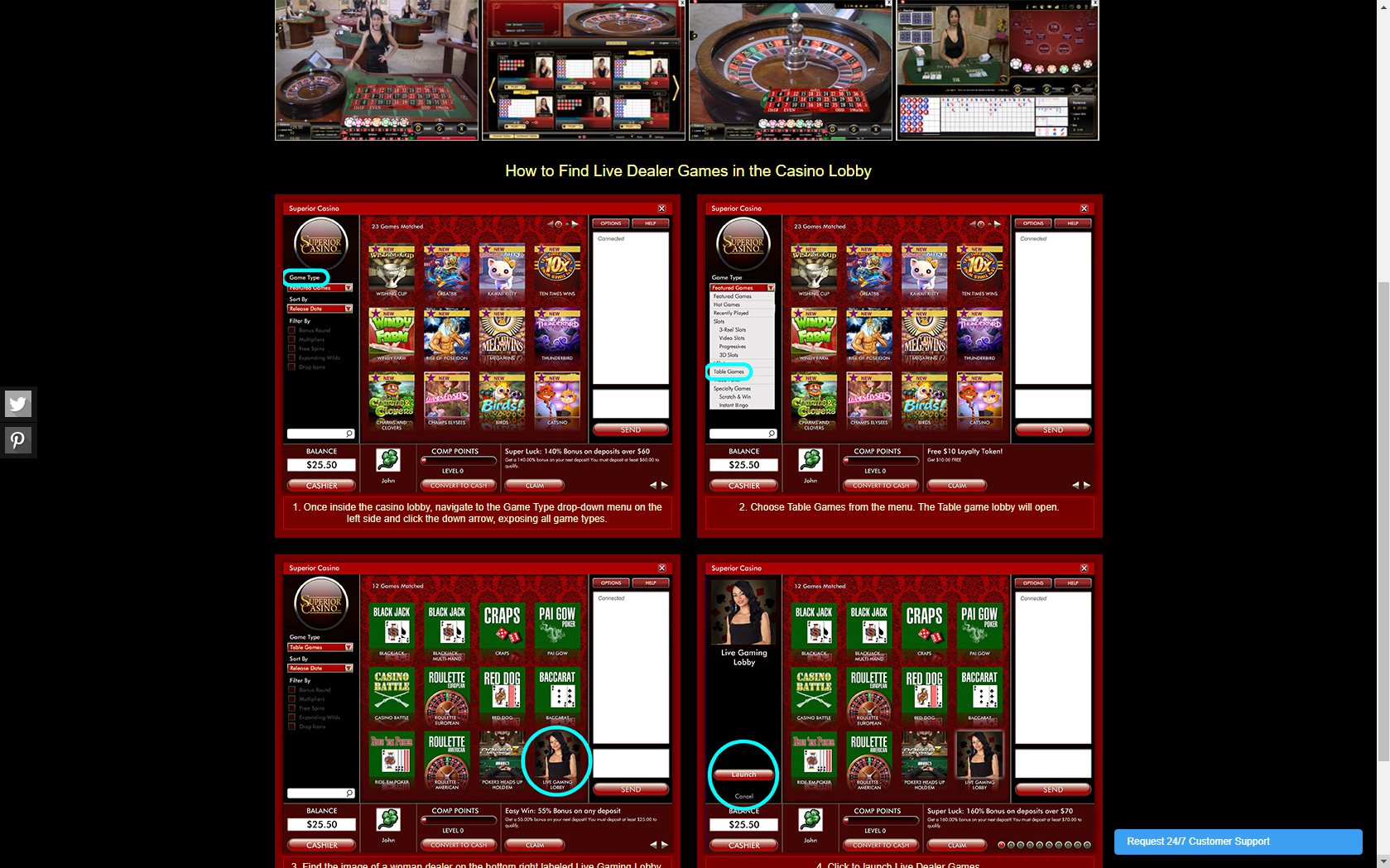 Superior Casino Live Dealer Games