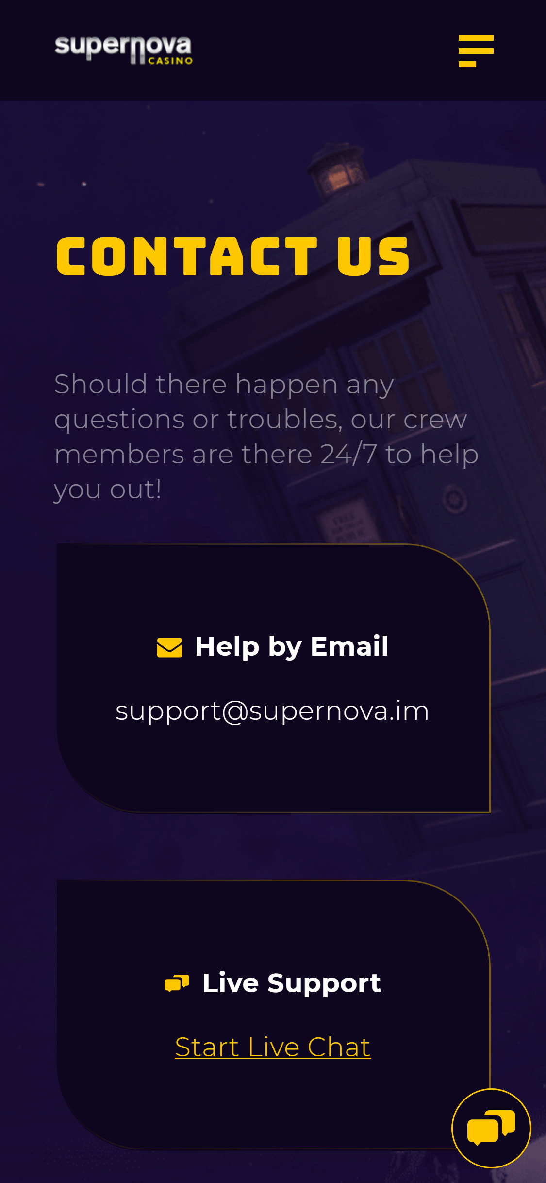 Super Nova Casino Mobile Support Review