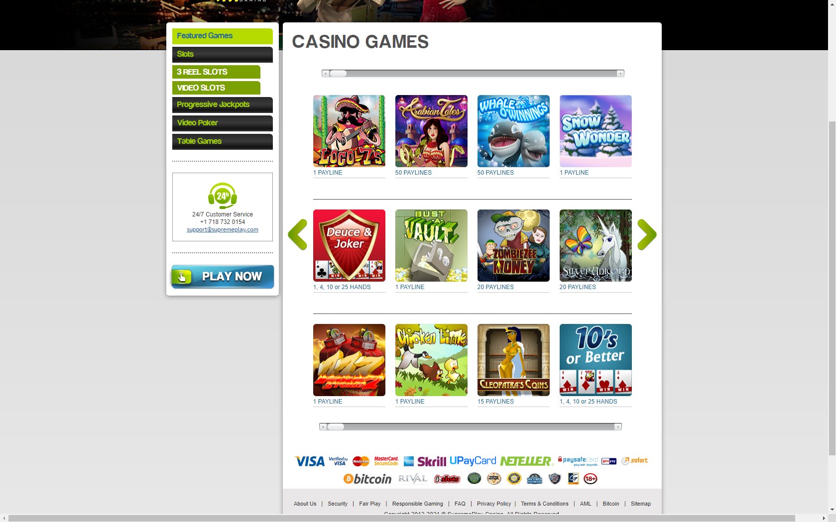 Supreme Play Casino Games