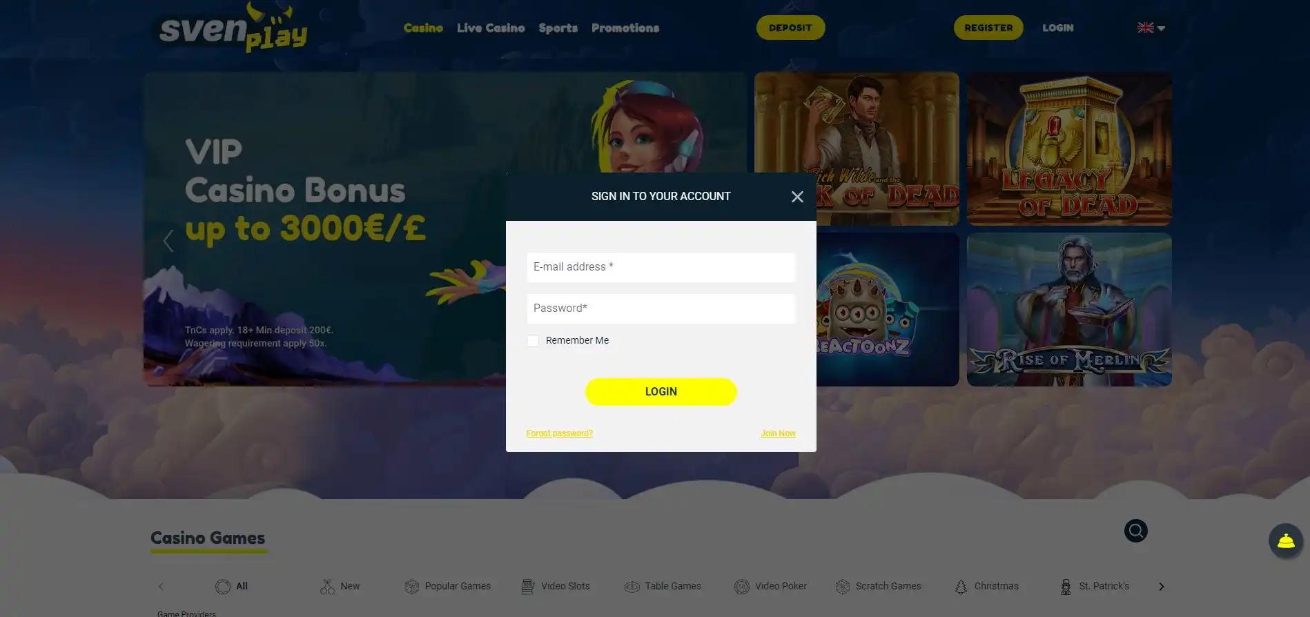 SvenPlay Casino Login