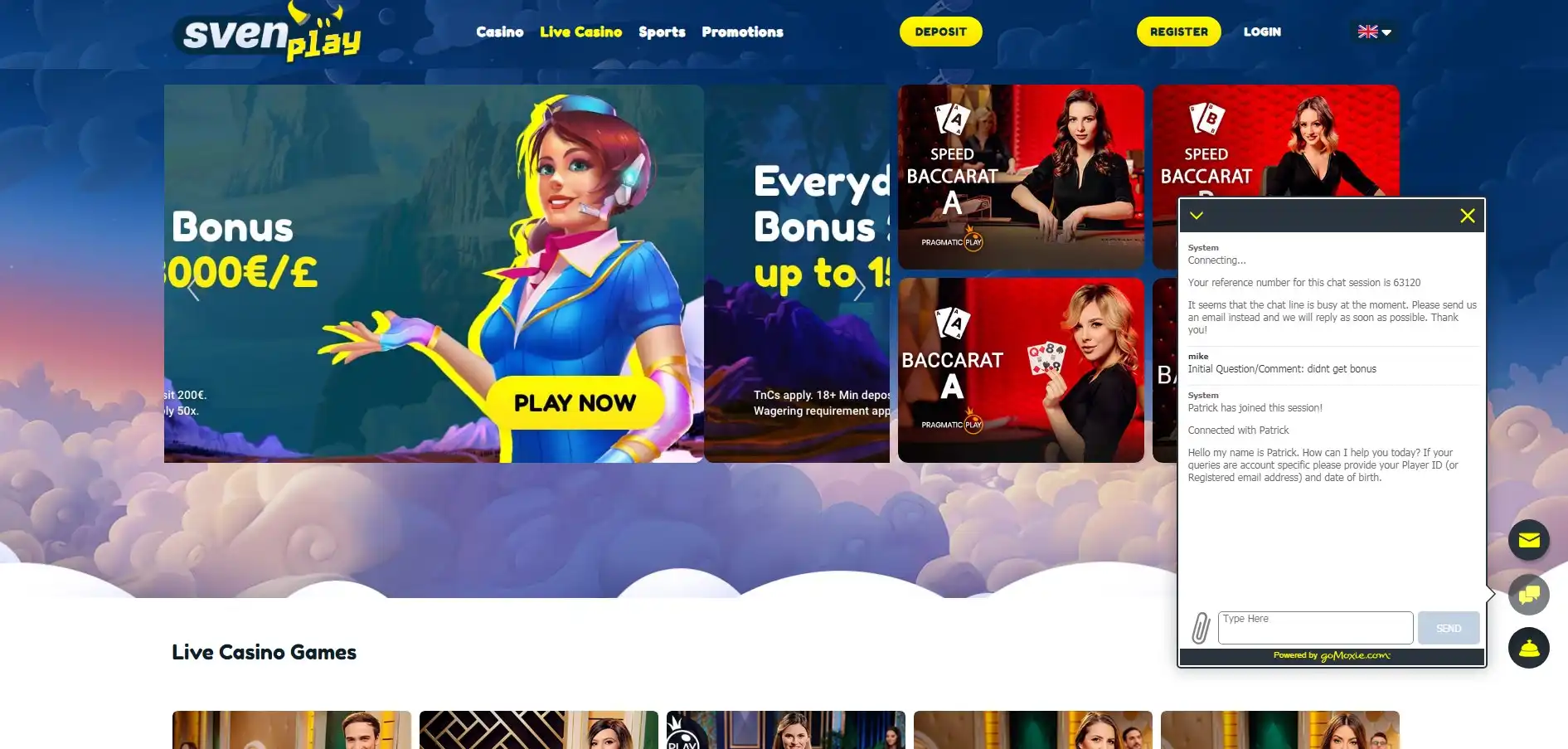 SvenPlay Casino Support