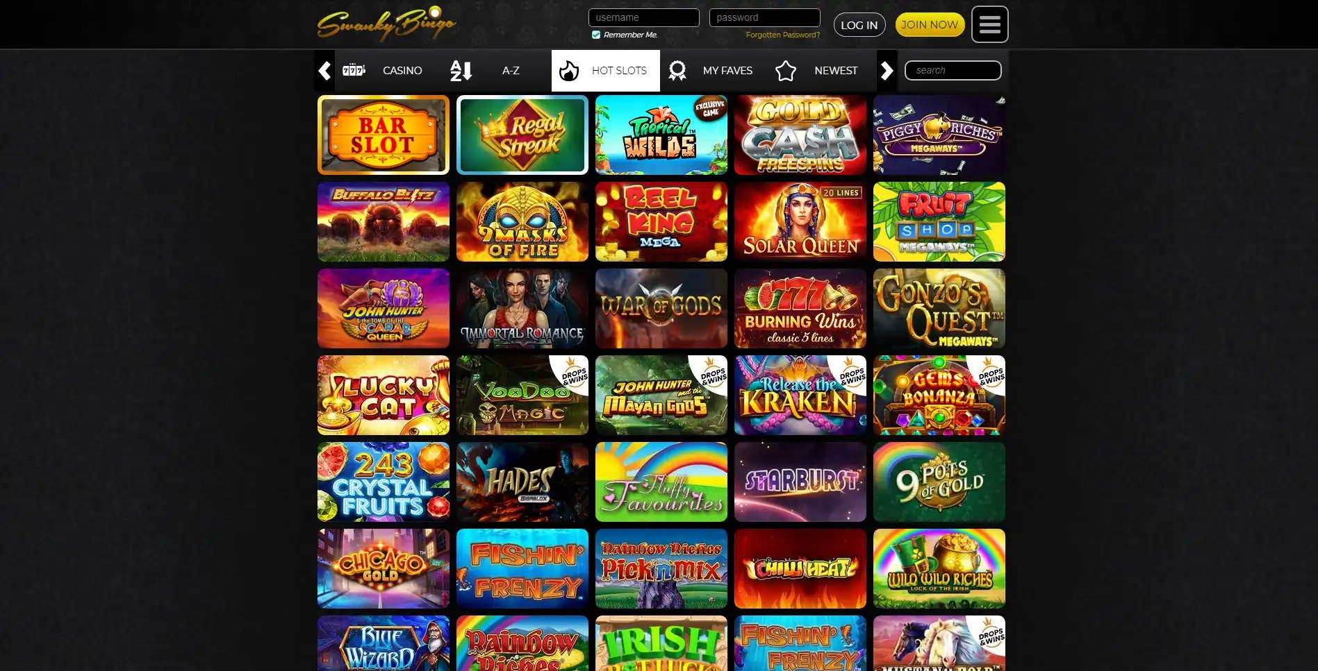 Swanky Bingo Casino Games