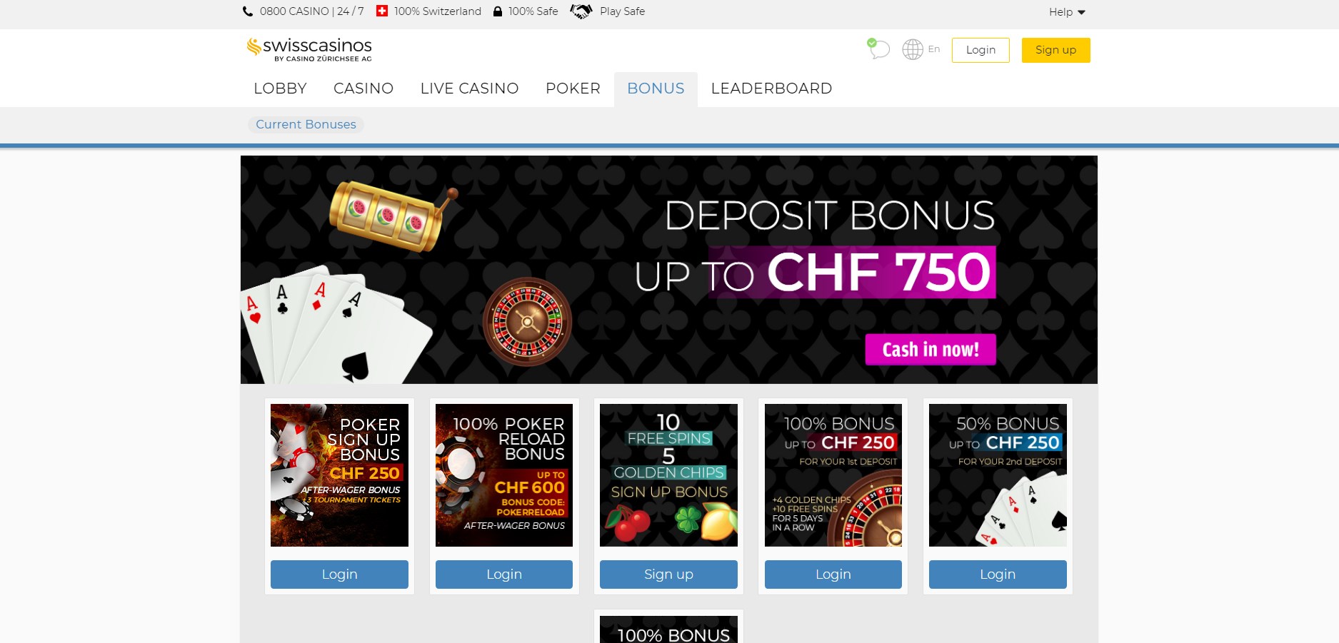 Swiss Casino CH No Deposit Bonus