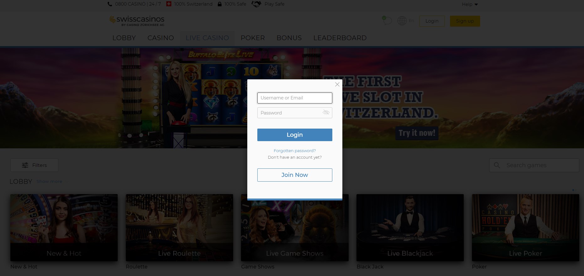 Swiss Casino CH Login