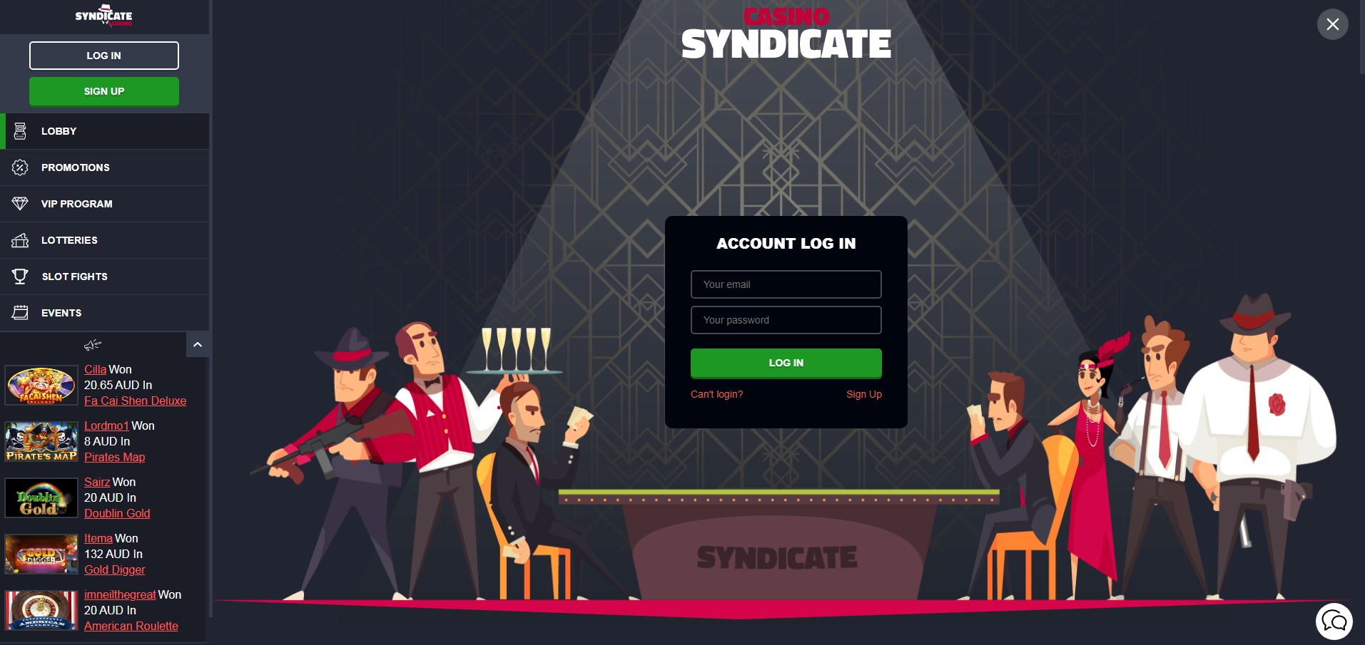Syndicate Casino Login