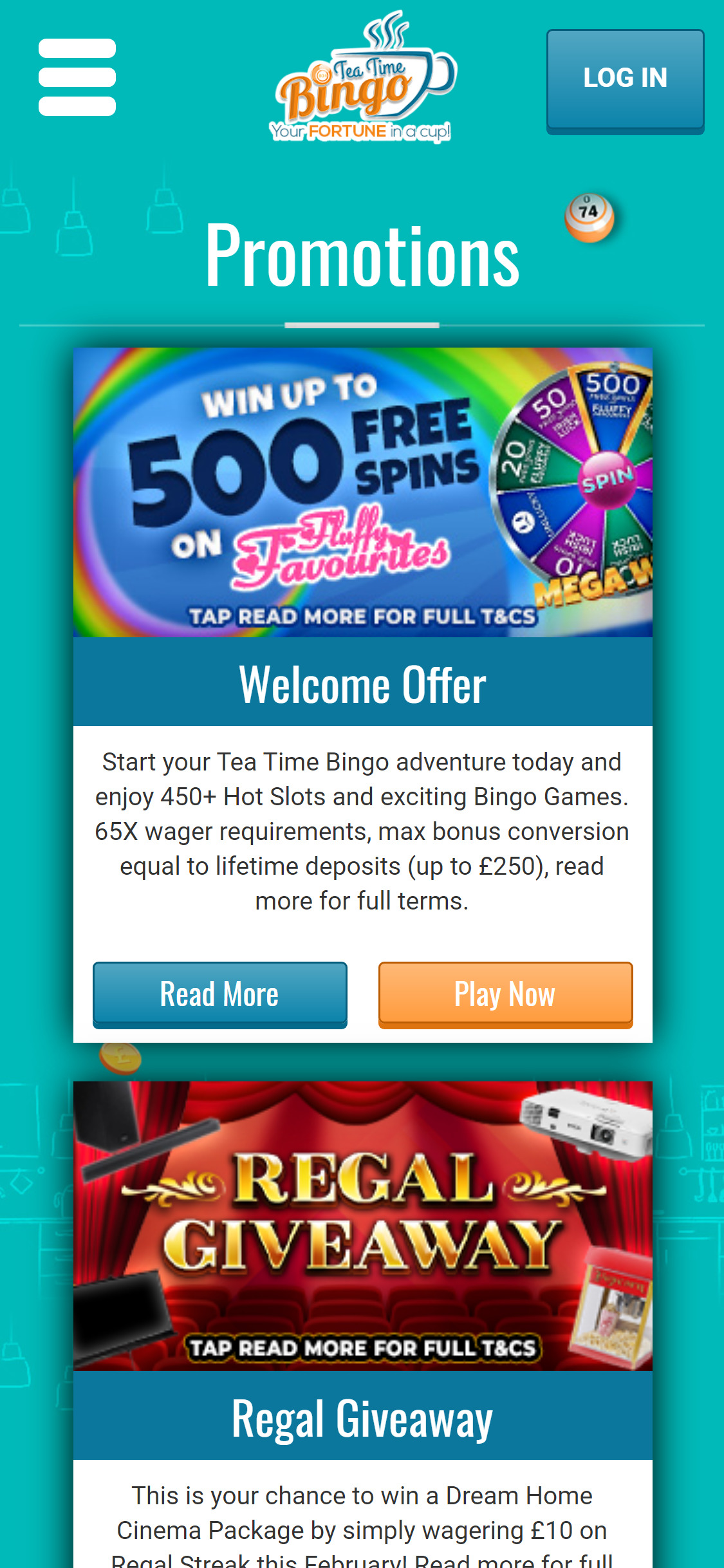 Tea Time Bingo Casino Mobile No Deposit Bonus Review