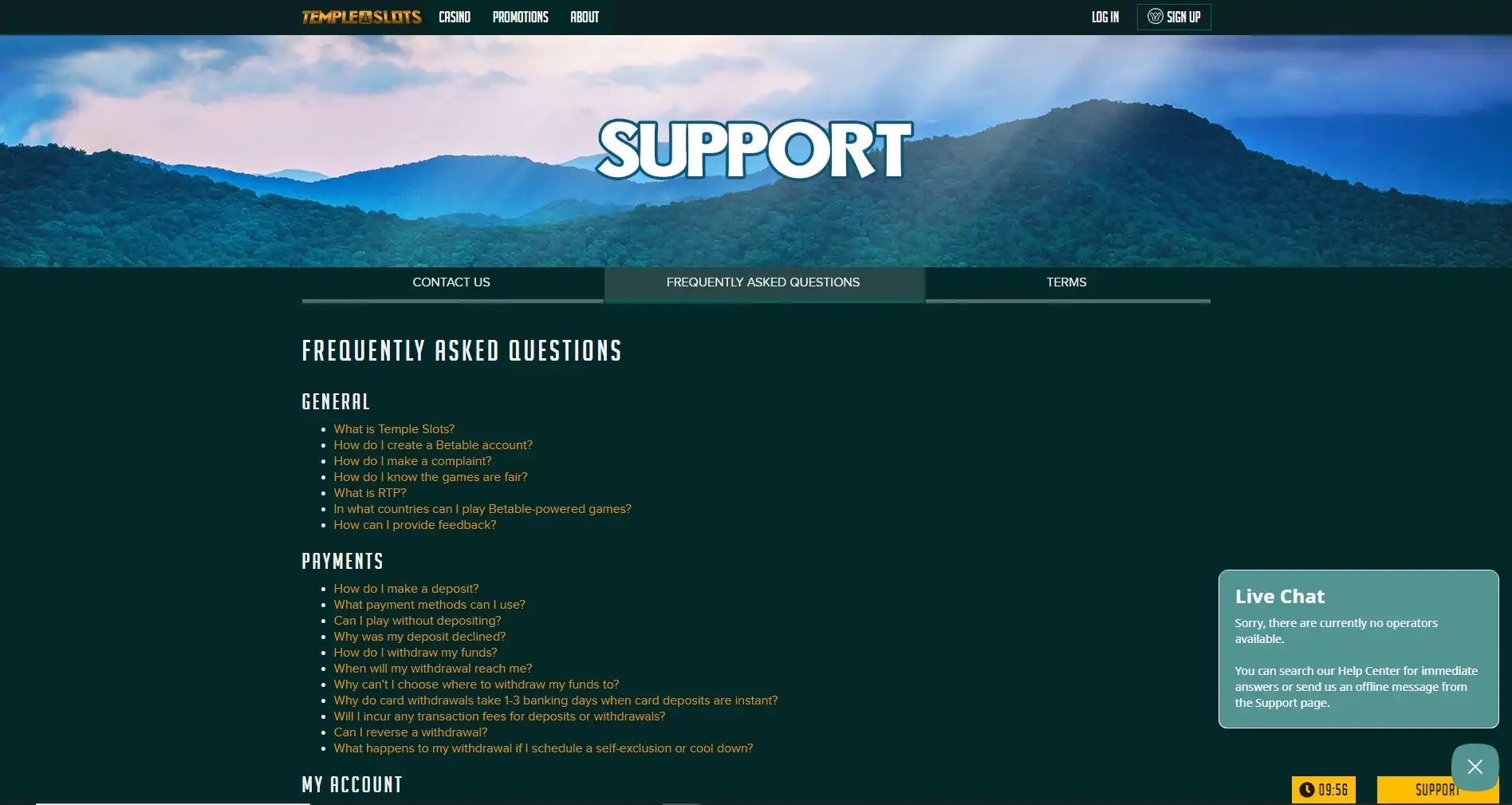 Temple Slots Casino Support